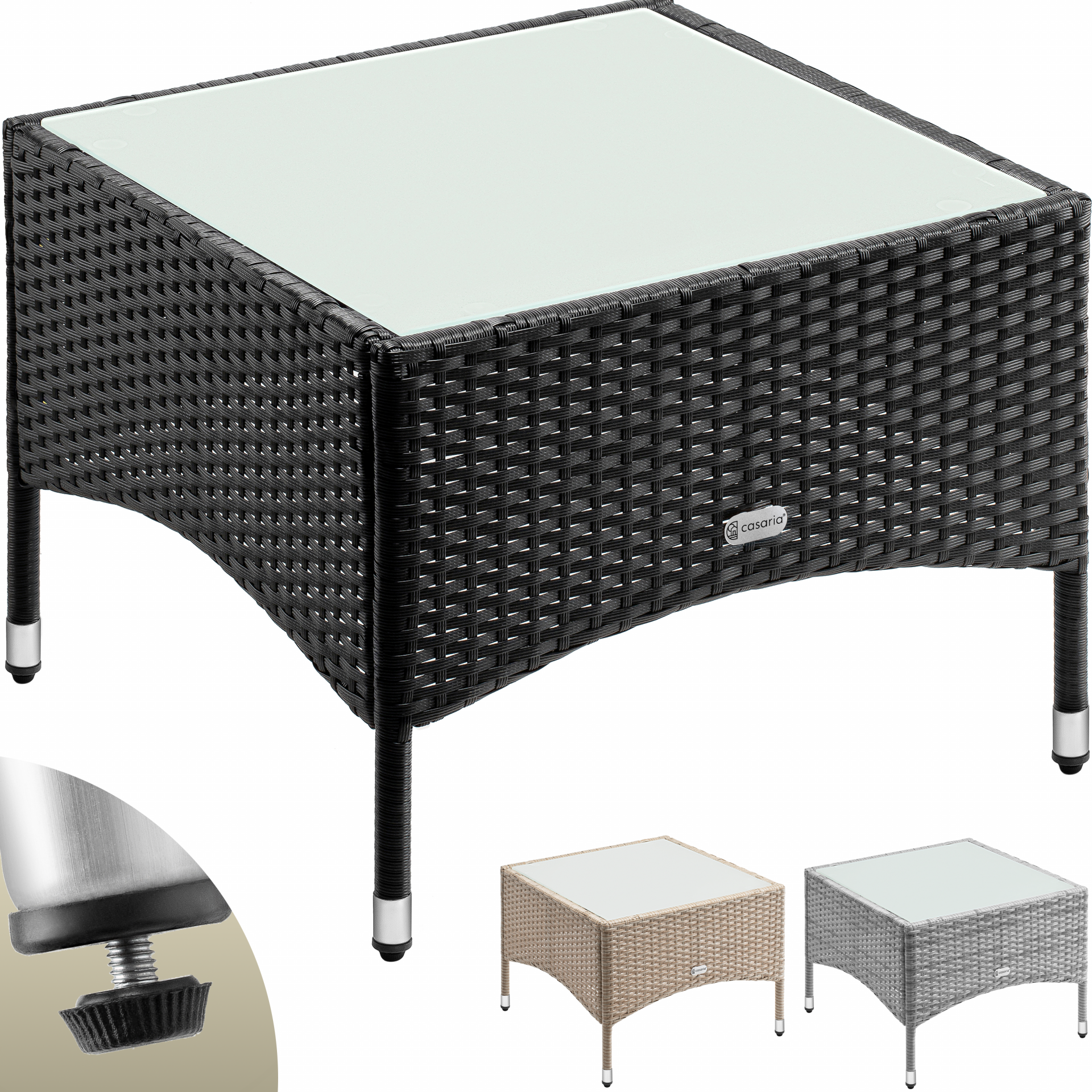 Polyrattan Beistelltisch Schwarz 58x58x42cm