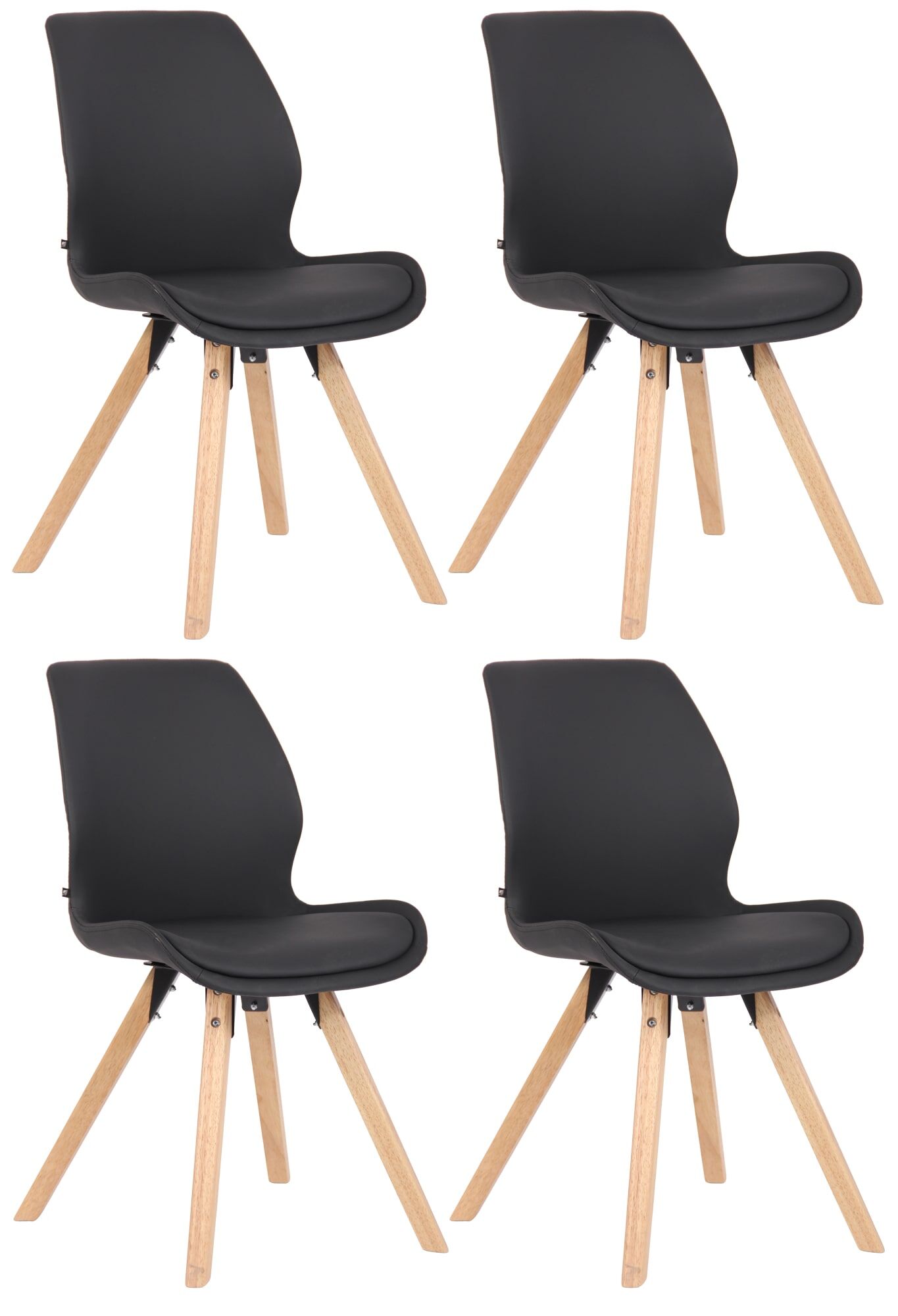 4er Set Stuhl Luna Kunstleder, schwarz