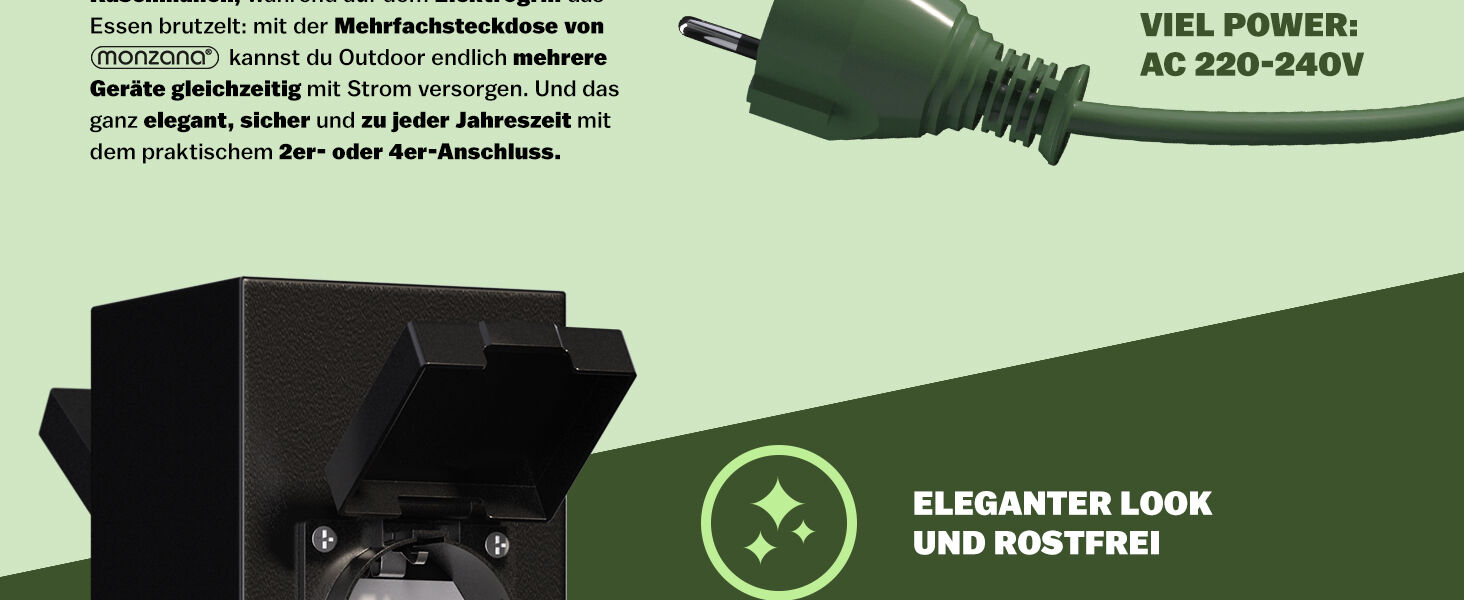 Gartensteckdose Schwarz 4er-Stecker 38x12,5x12,5cm