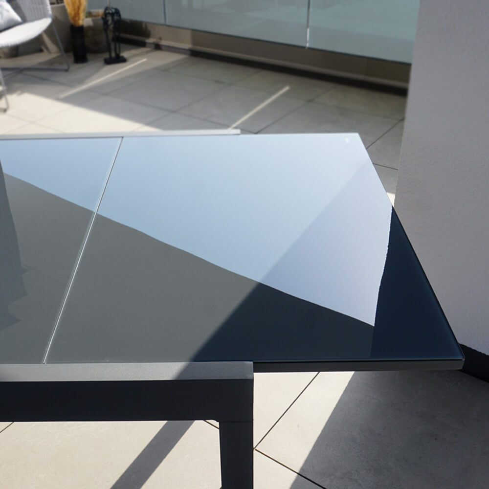 Gartentisch ausziehbar aus Glas SOL - 180/240 x 90 cm
