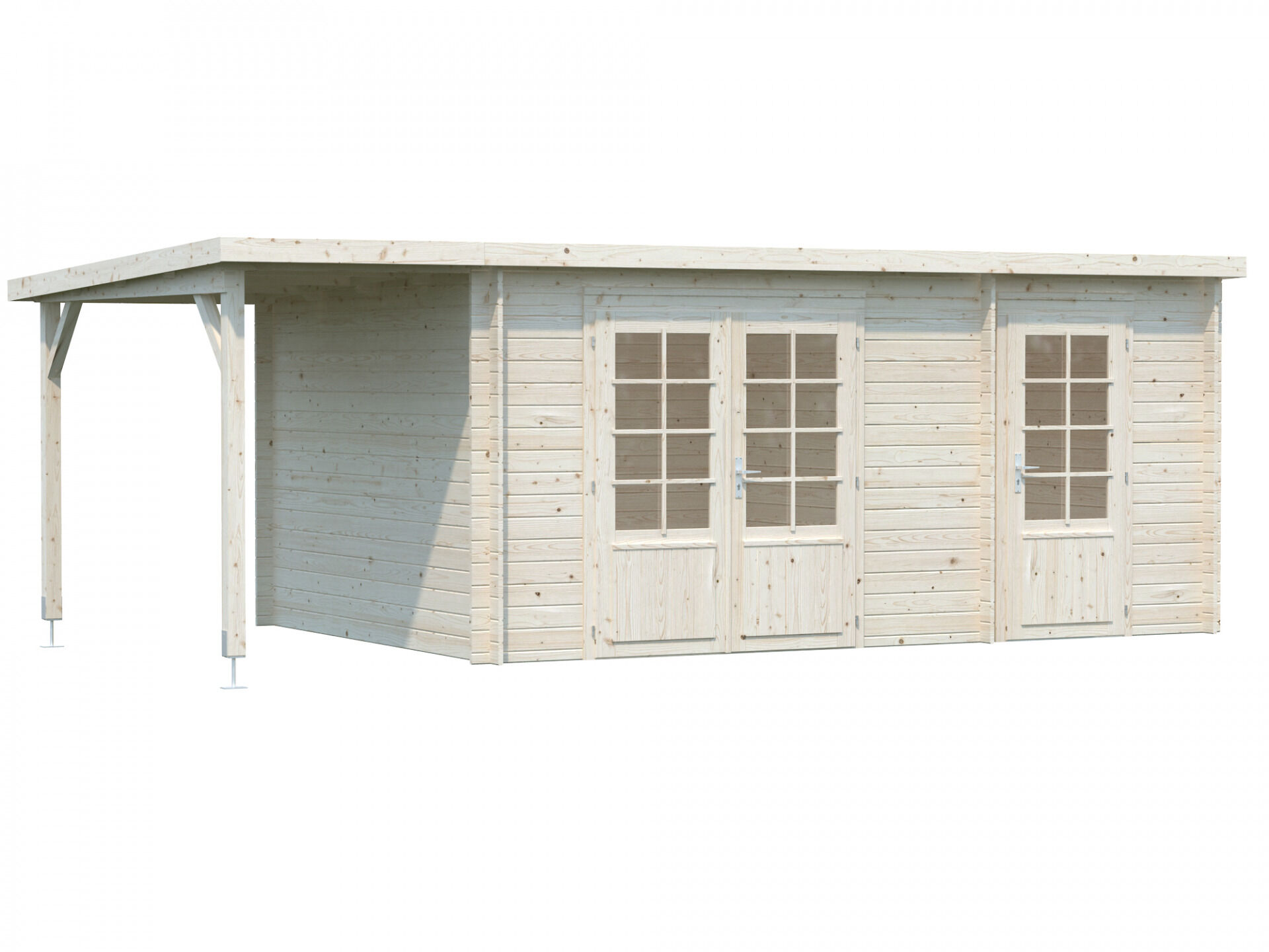 Flachdach Palmako Gartenhaus Ella 13,1+3,9 m²