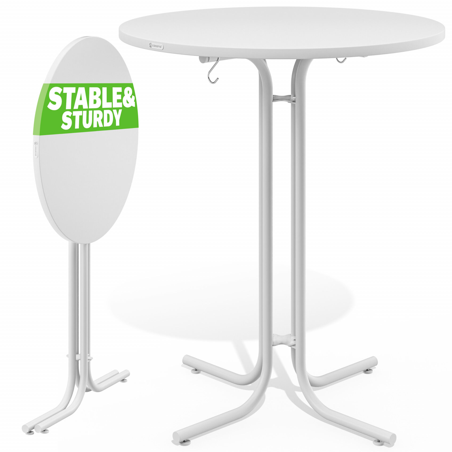 Stehtisch Weiß Ø80x110cm klappbar Outdoor höhenverstellbar bis 100kg