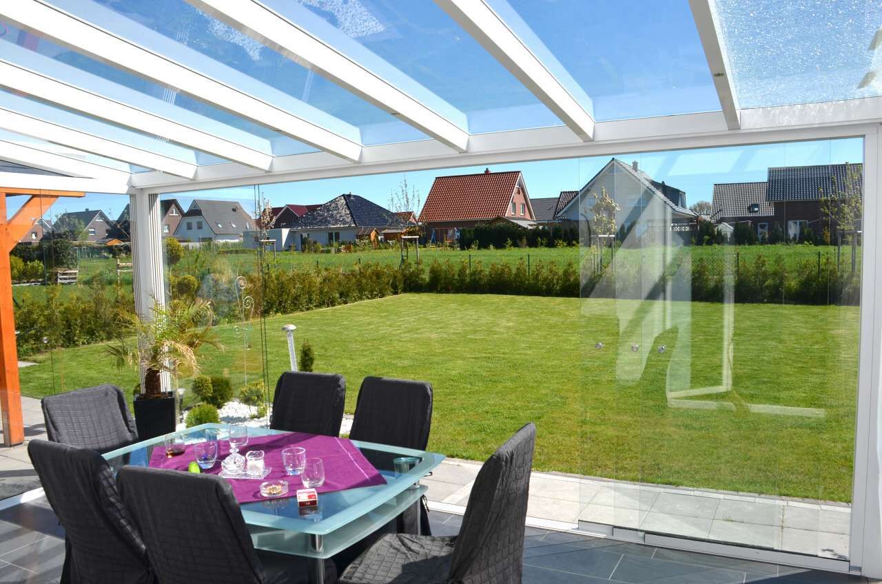 Terrassenüberdachung anthrazit 7x3,5 m mit Glasdach