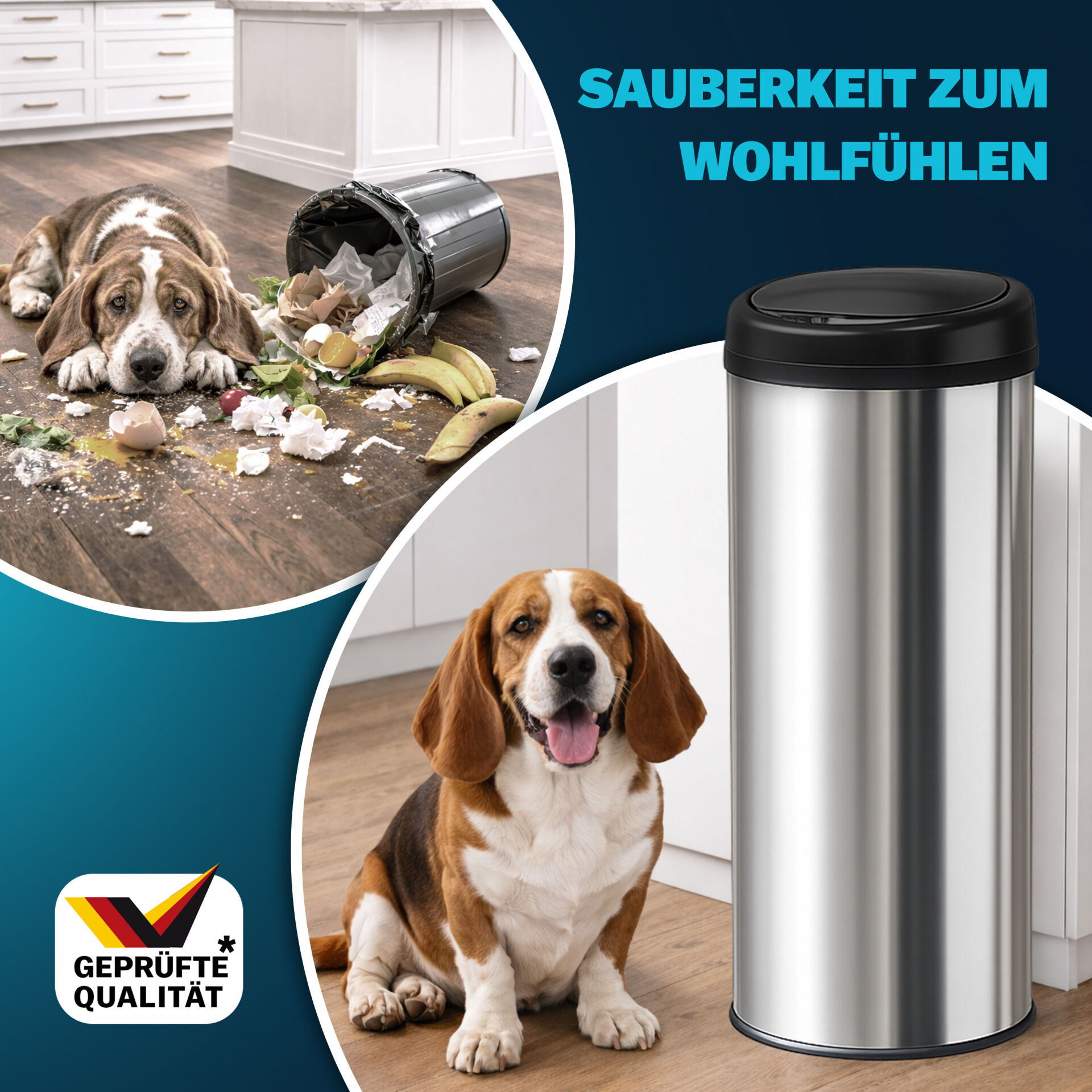 Sensor Mülleimer Silber Edelstahl 50L