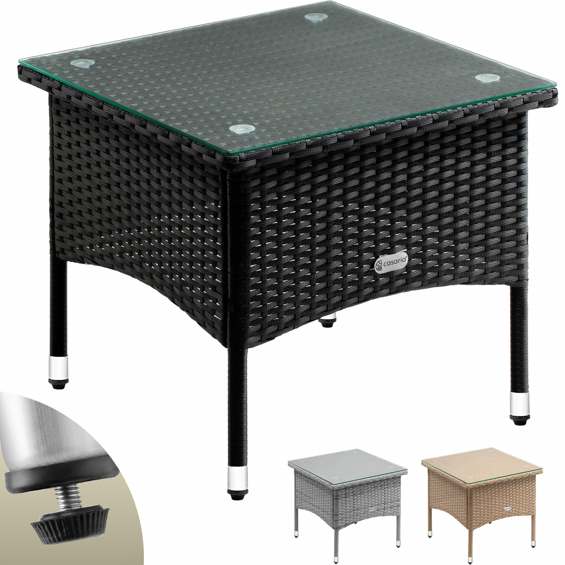 Polyrattan Beistelltisch Schwarz 50x50x45cm