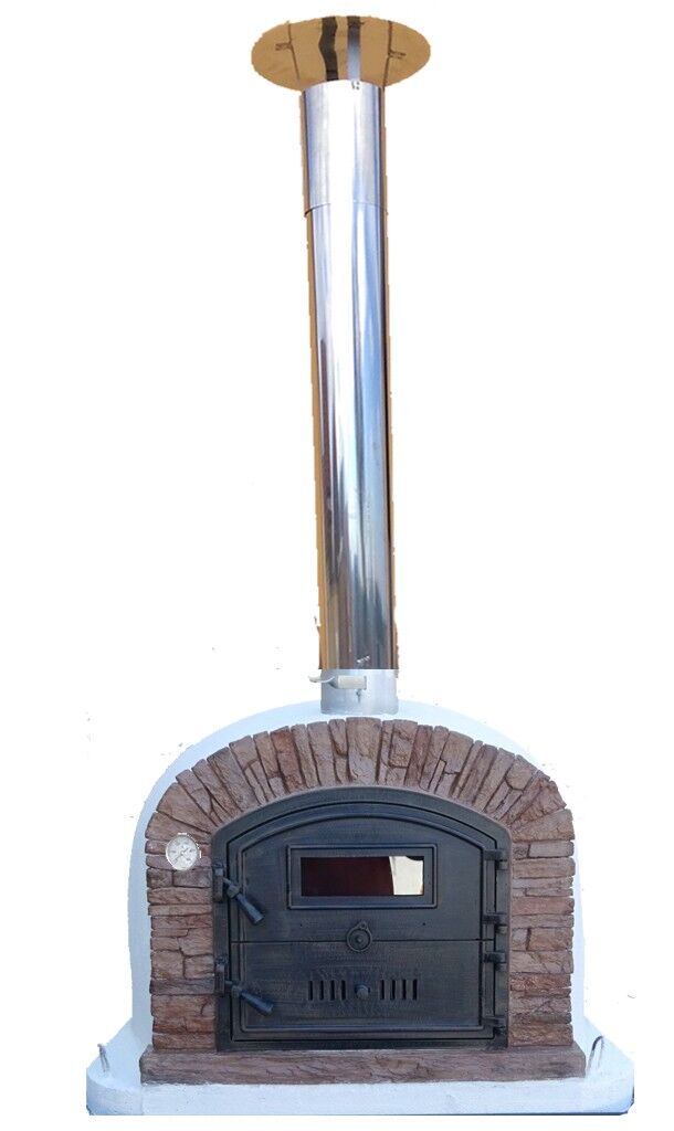 Pizzaofen Ventura AL 120 inkl. Kaminrohr und Regenhut aus Edelstahl, rot