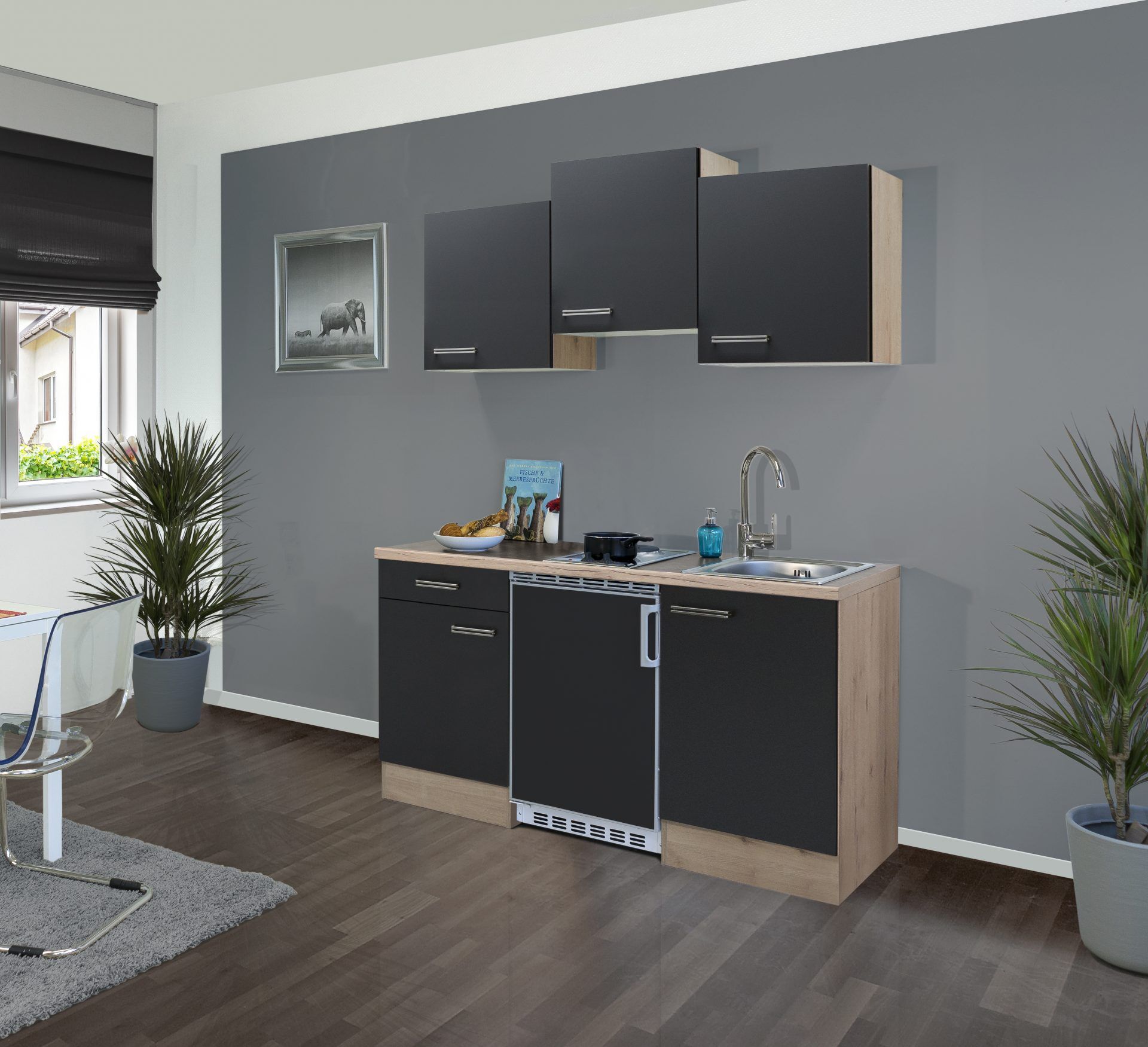 Singleküche ELVA 150 cm mit E-Geräten