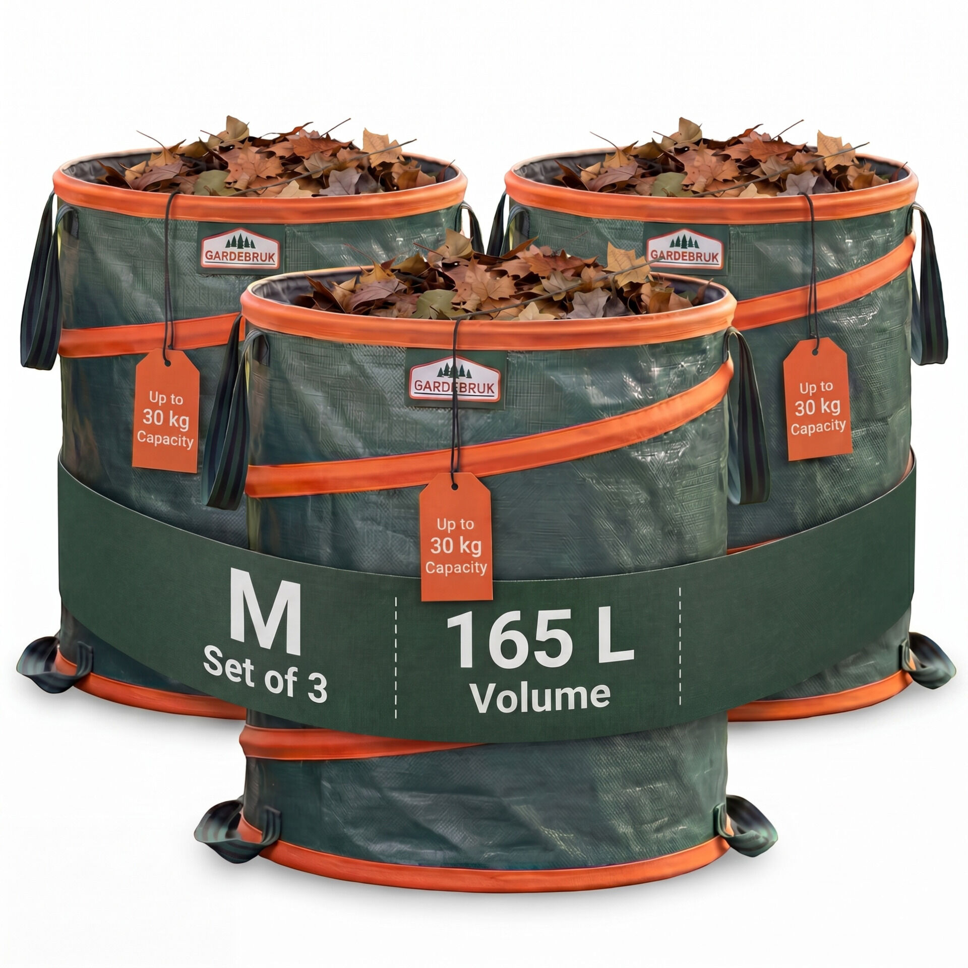 Popup Gartenabfallsack 3er-Set Grün je 165 Liter