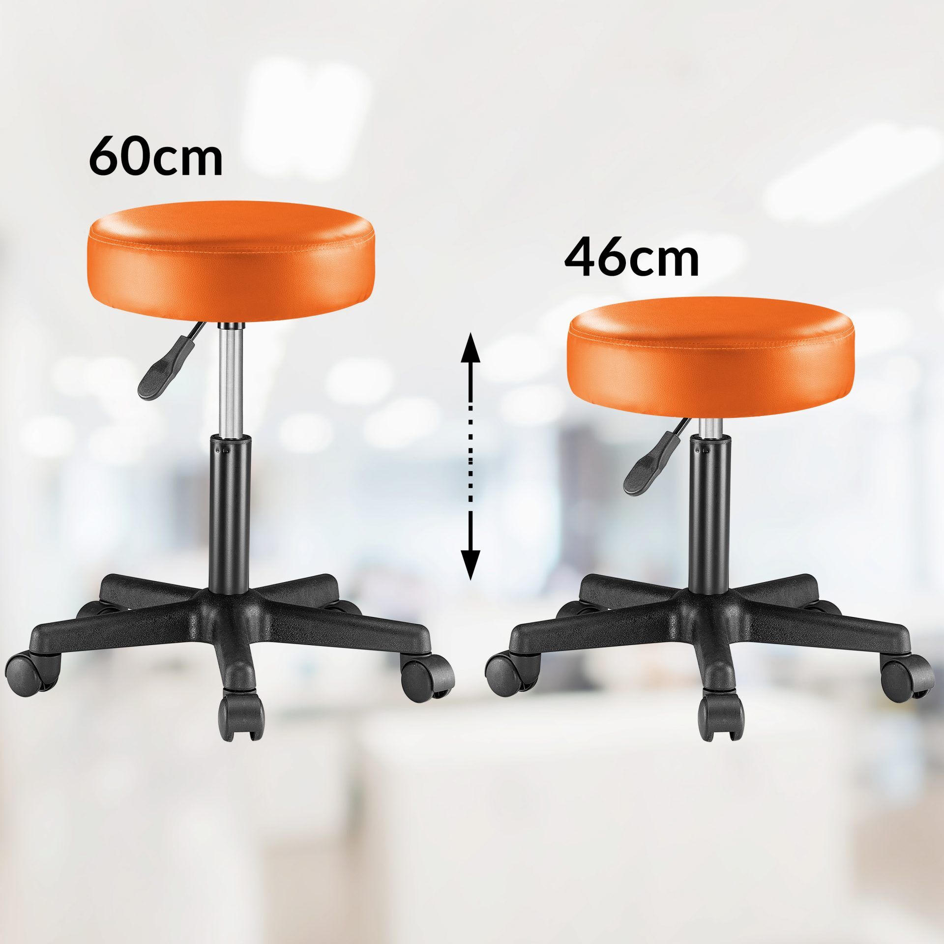 Rollhocker Kunstleder Orange 360° drehbar