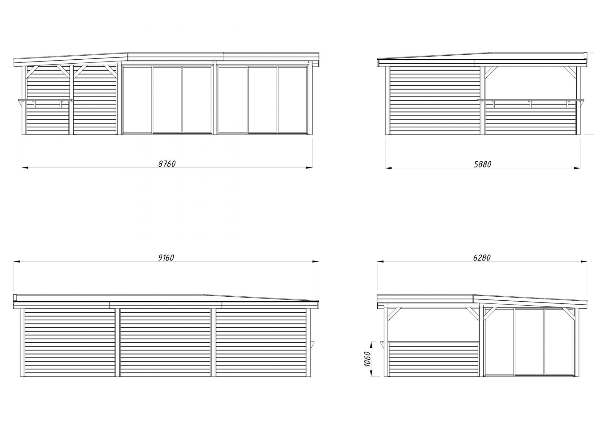 Palmako modernes Gartenhaus Lenna 33,2 m² Set 721 Slide Plus