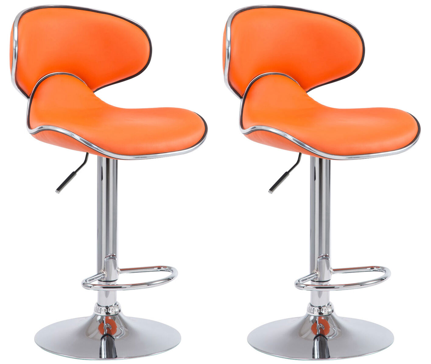 2er Set Barhocker Las Vegas V2 Kunstleder chrom, orange