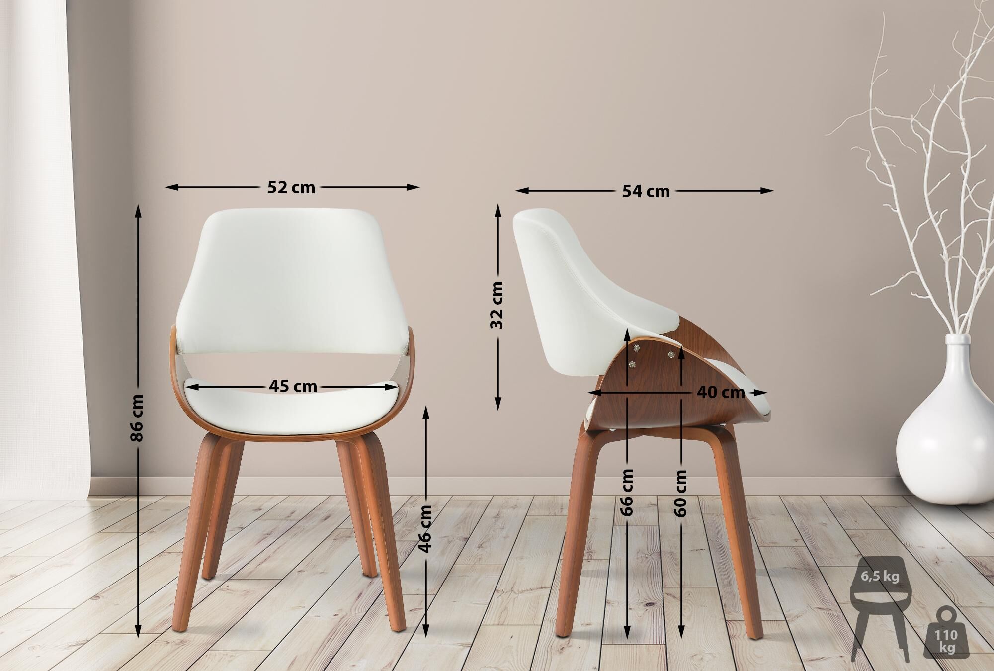 Esszimmerstuhl Vangale Kunstleder, walnuss/weiß