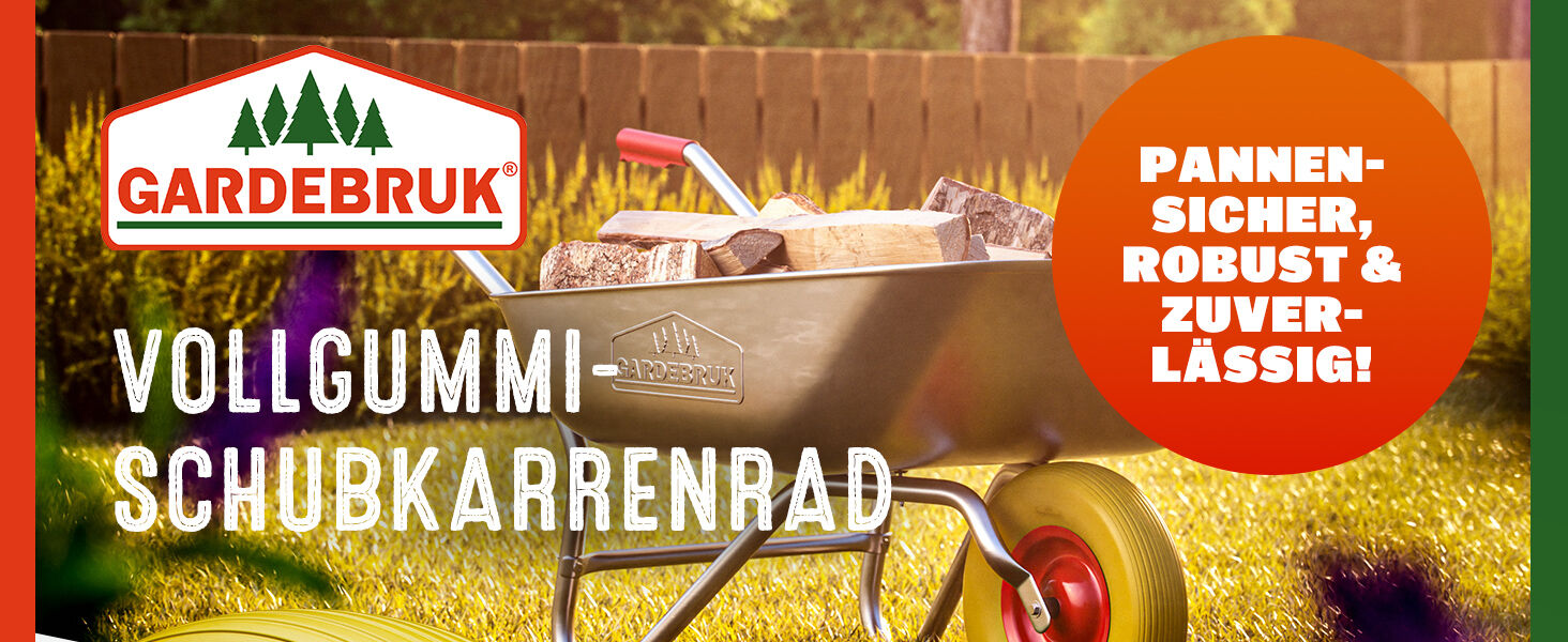 Schubkarrenrad Gelb pannensicher PU-Schaum 200kg Kugellager inkl Achse