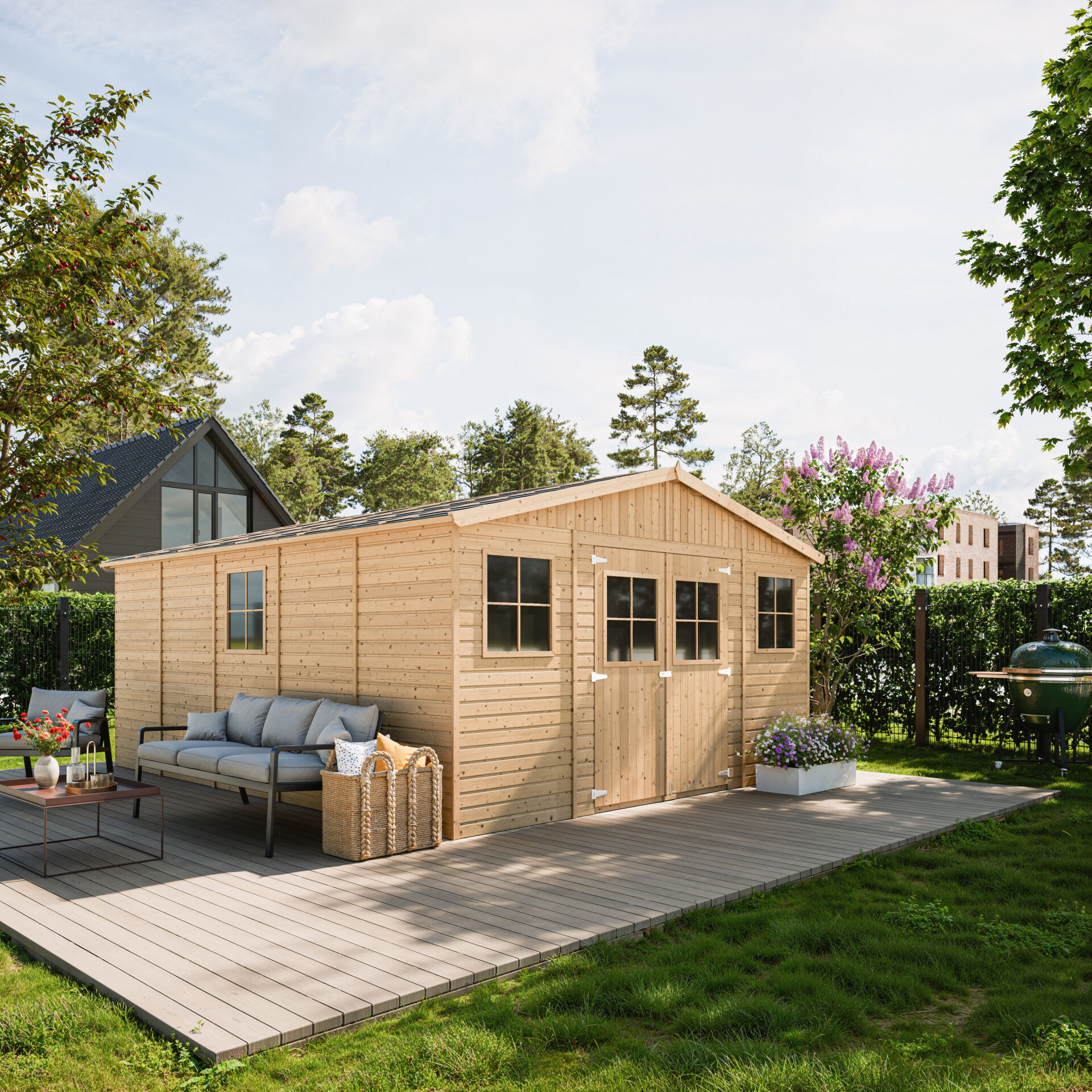 Gartenhaus Henry M333 – Gerätehaus Holz 401 x 493 cm – 20 m2