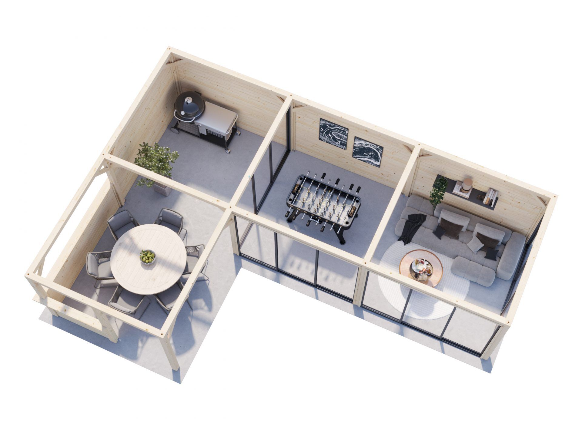 Palmako modernes Gartenhaus Lenna 33,2 m² Set 721 Slide Plus