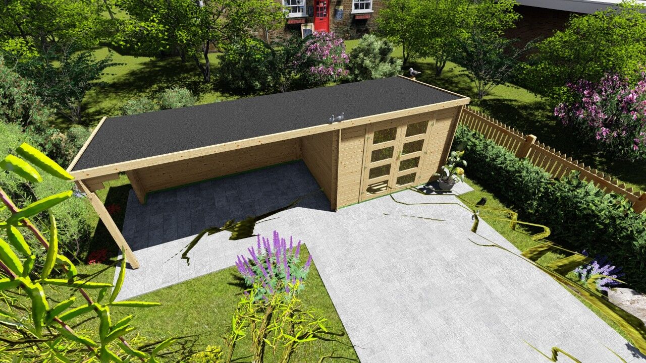 Gartenhaus Flachdach 7x2,4 Funny 5