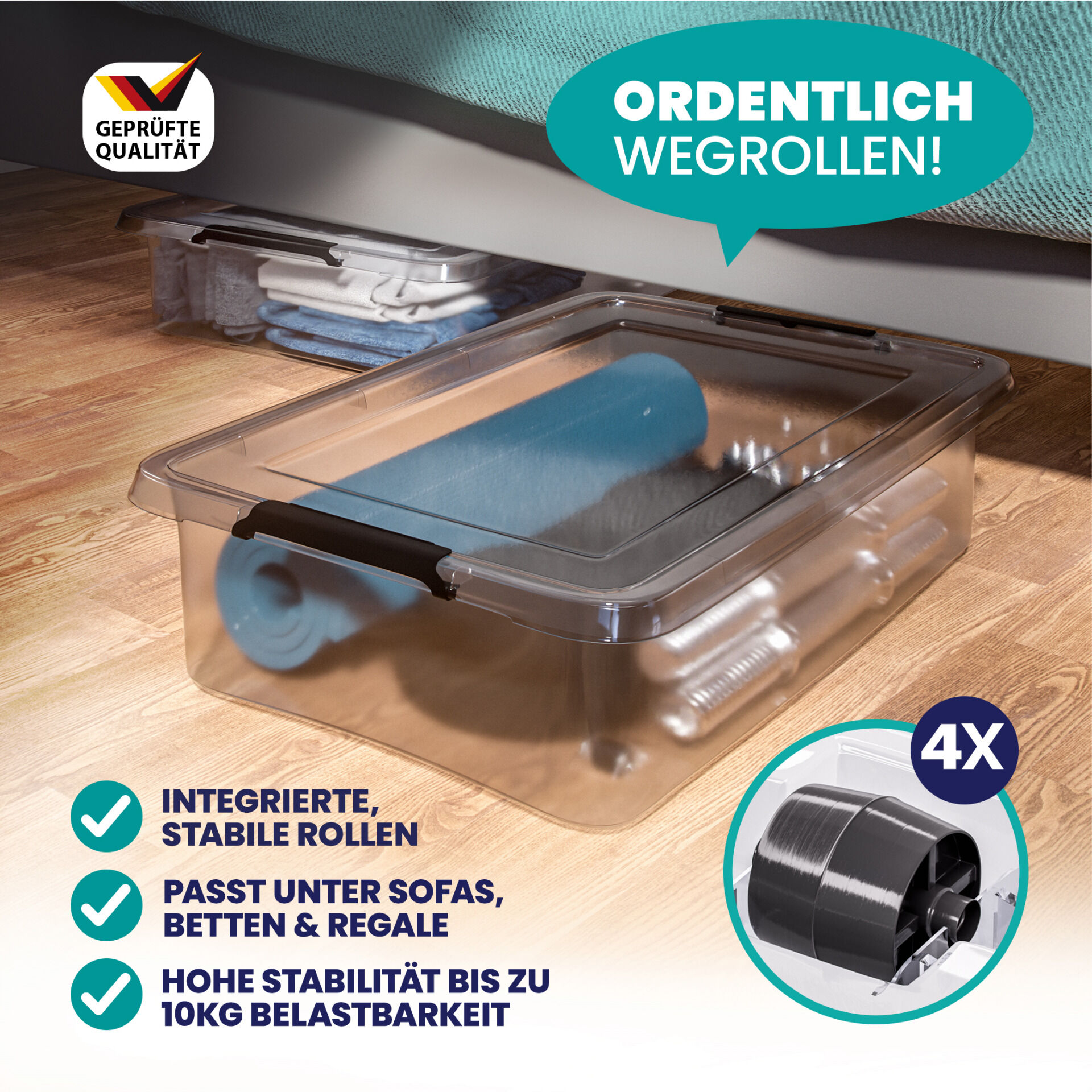 Aufbewahrungsbox Transparent 60x40x17cm 30L stapelbar