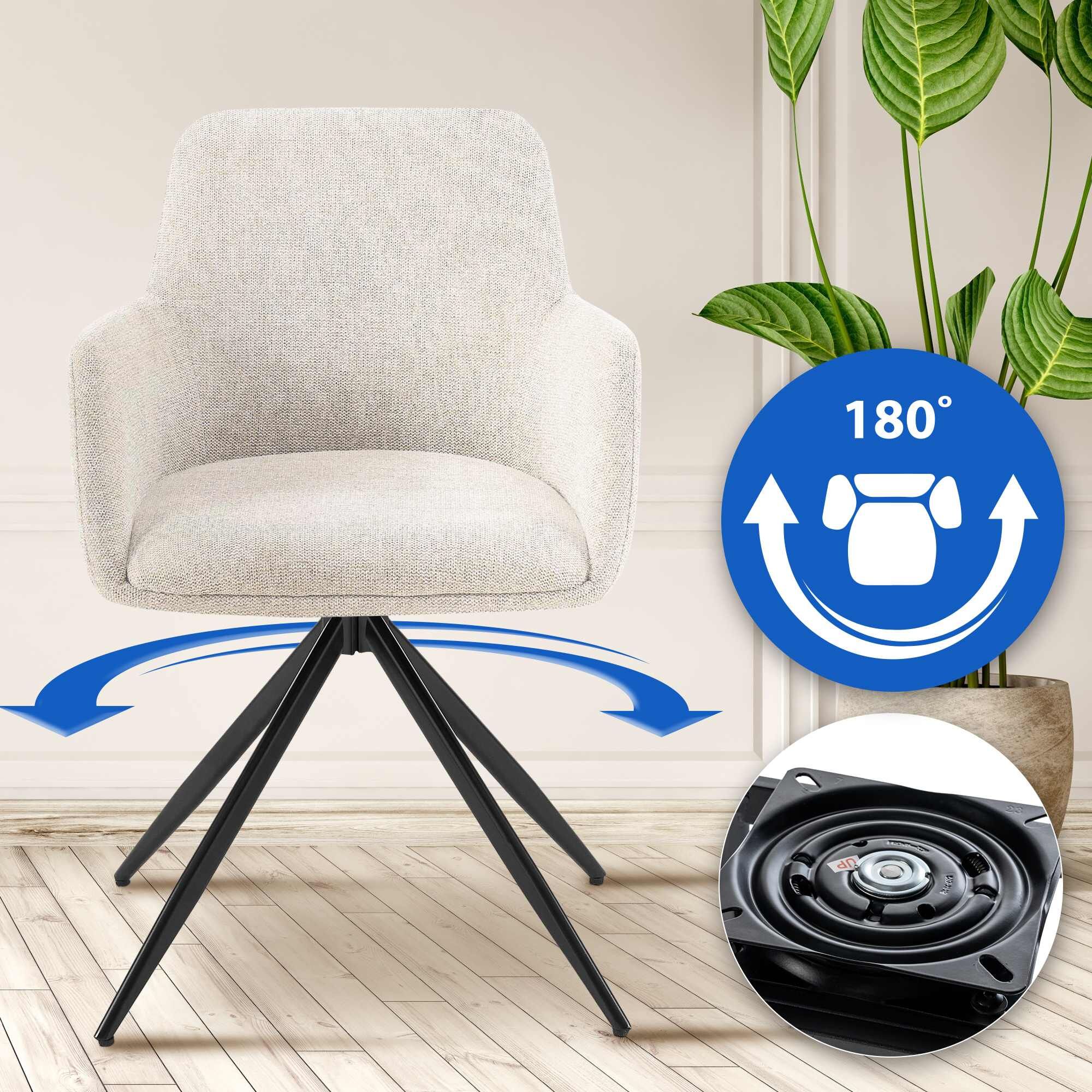 2er Set Esszimmerstuhl Olema Stoff, creme