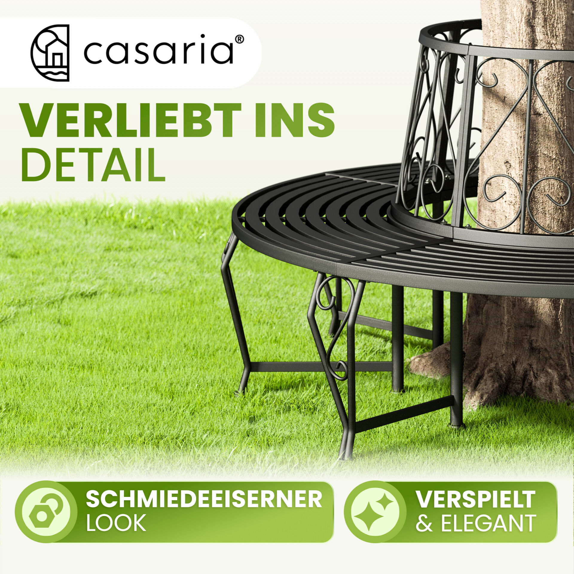 Baumbank Bree Schwarz Metall Ø160cm