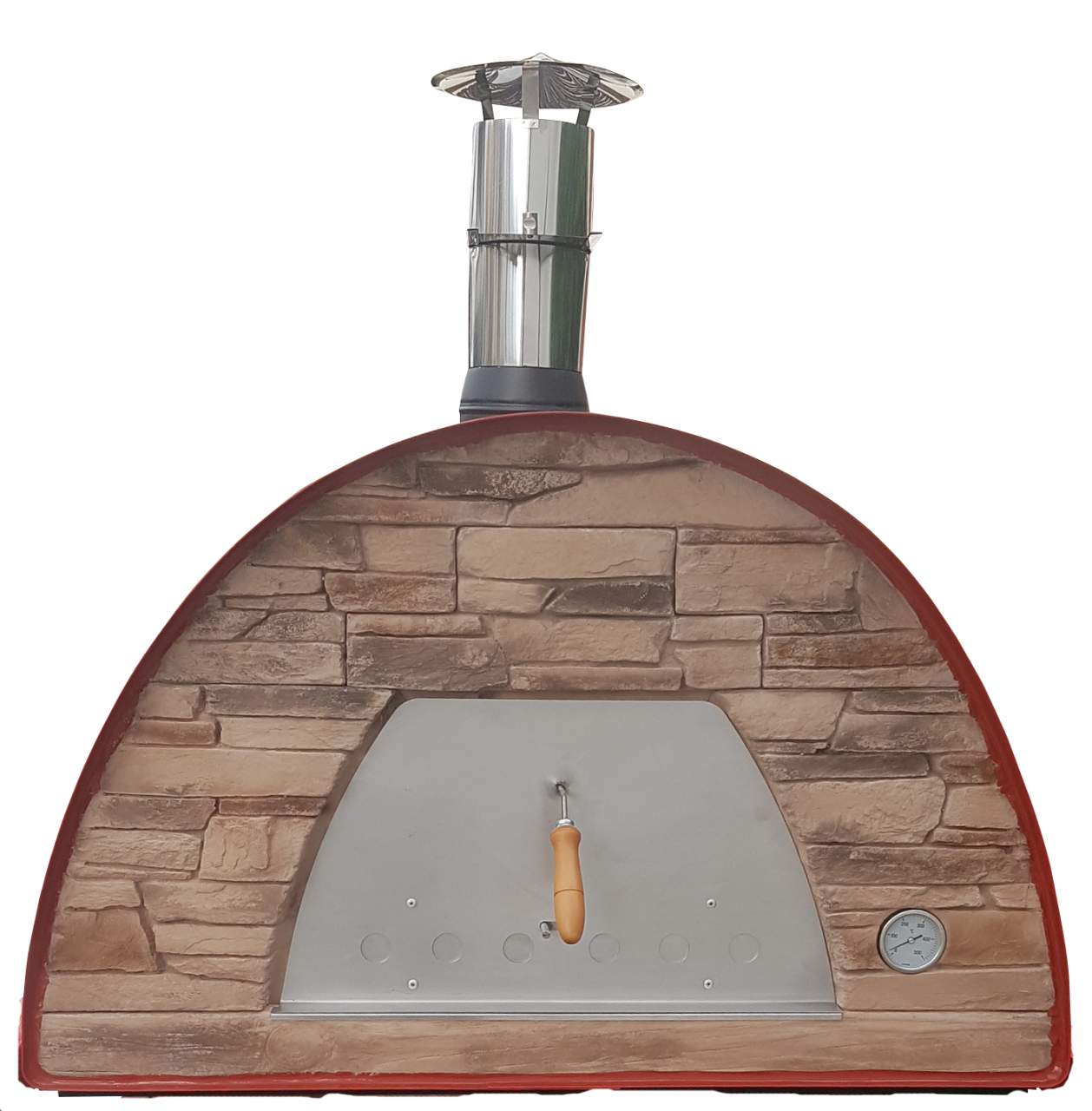 Mobiler Steinofen Maximus Prime Arena rot inkl. Kaminrohr und Regenhut aus Feueraluminium