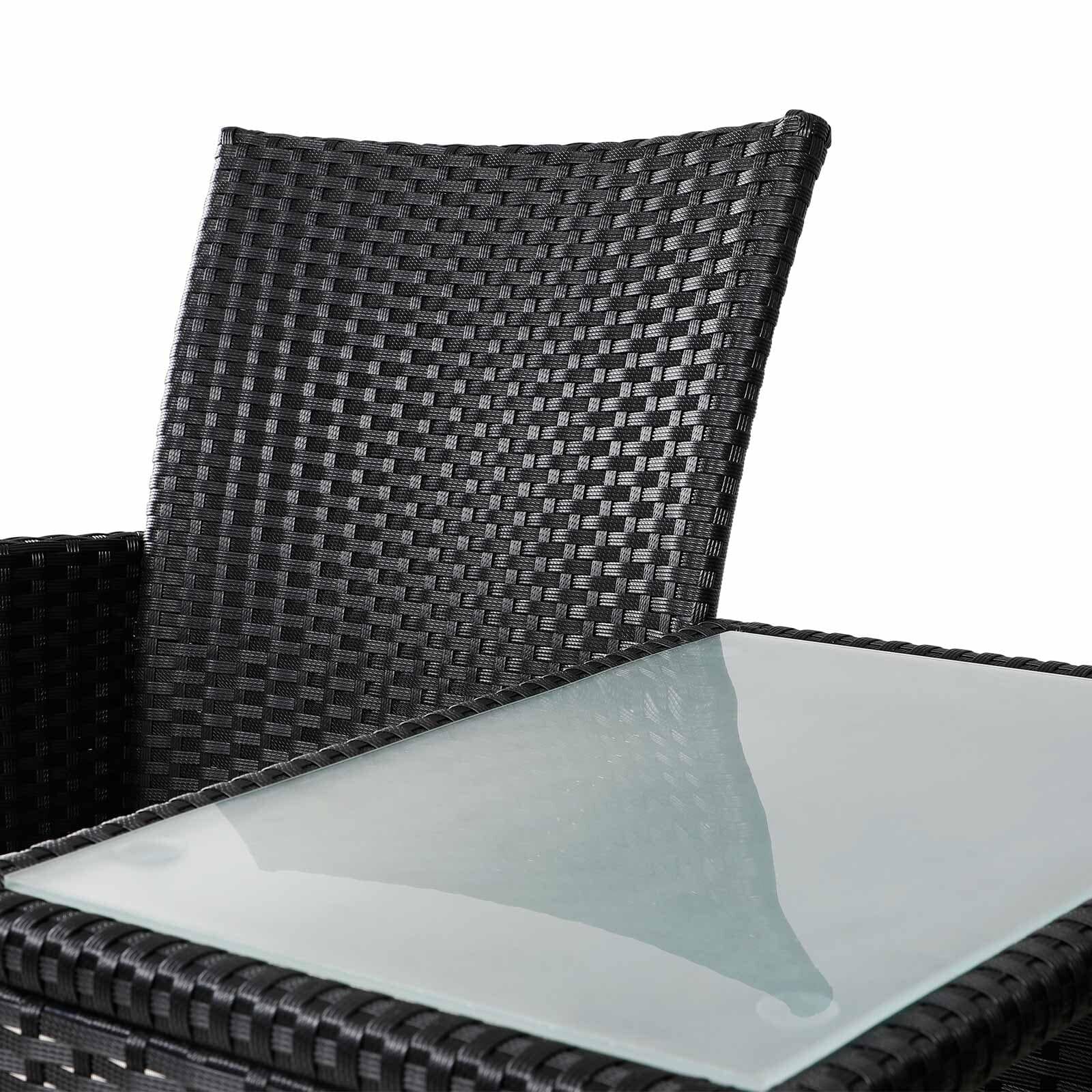 Polyrattan Kino Bank Schwarz 143x55x88cm