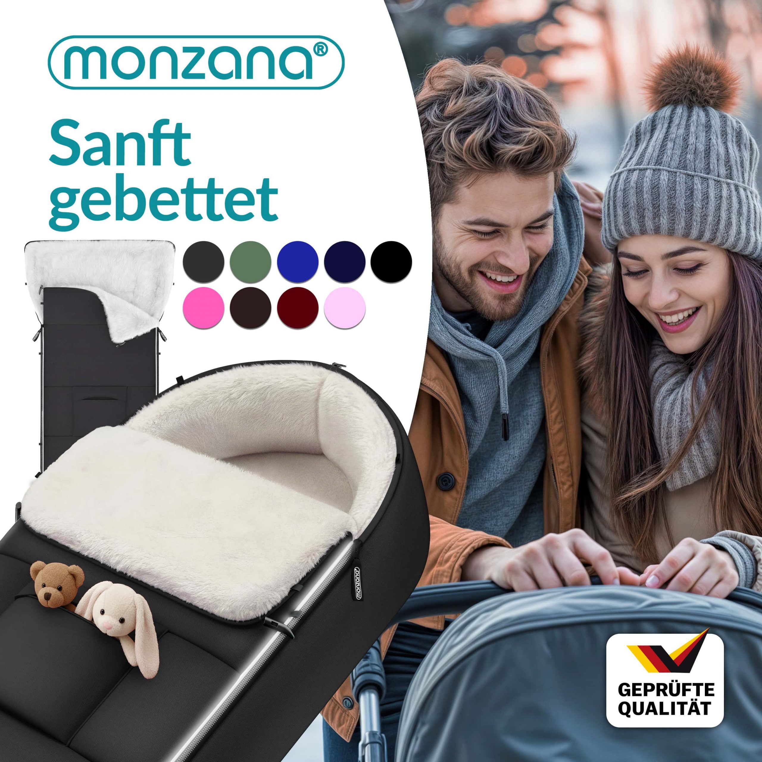 Babyfußsack Anthrazit gefüttert Kinderwagen geeignet