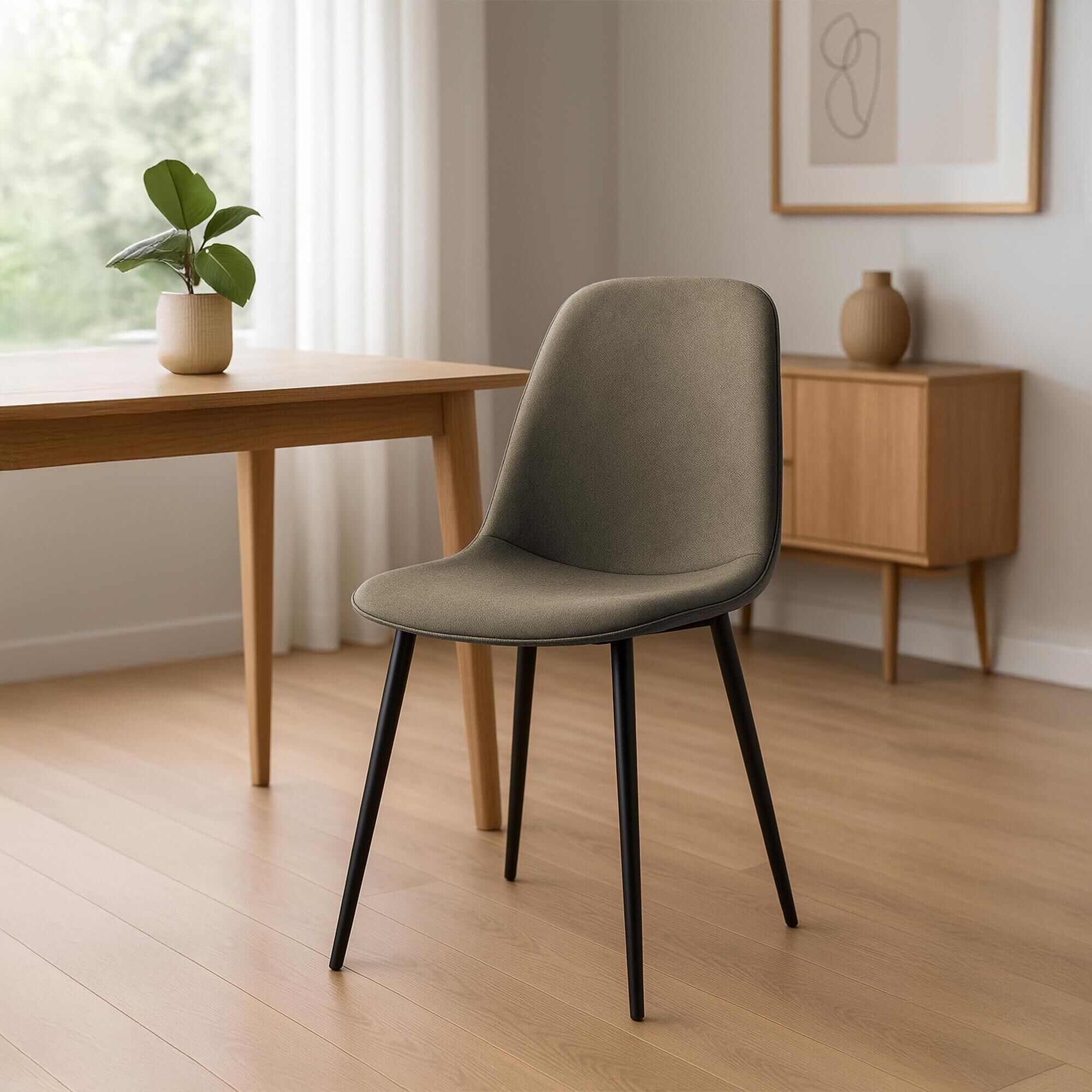 4er Set Esszimmerstuhl Maryam Stoff, taupe