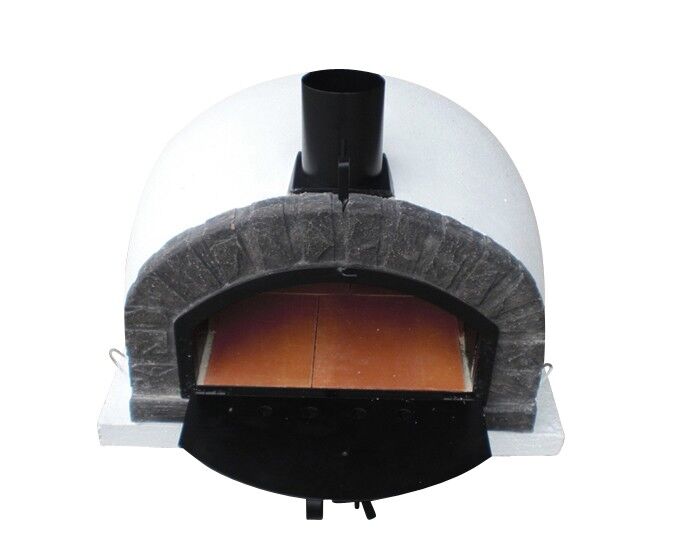 Traditioneller Backofen Brazza 120 inkl. Kaminrohr und Regenhut aus Feueraluminum, weiß, ohne Abdeckhaube, ohne Ofenzubehör, ohne Zubehörset, ohne Grillzubehör, ohne fahrbares Gestell