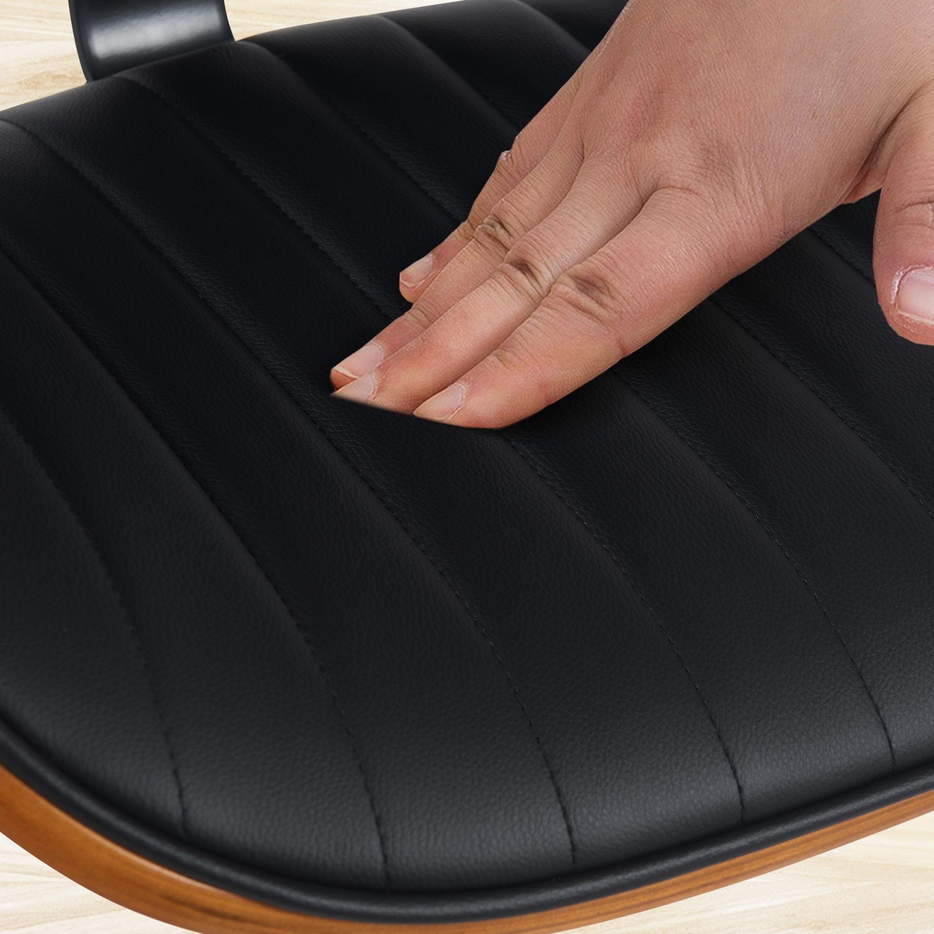 Barhocker Clawson Kunstleder schwarz, walnuss/schwarz