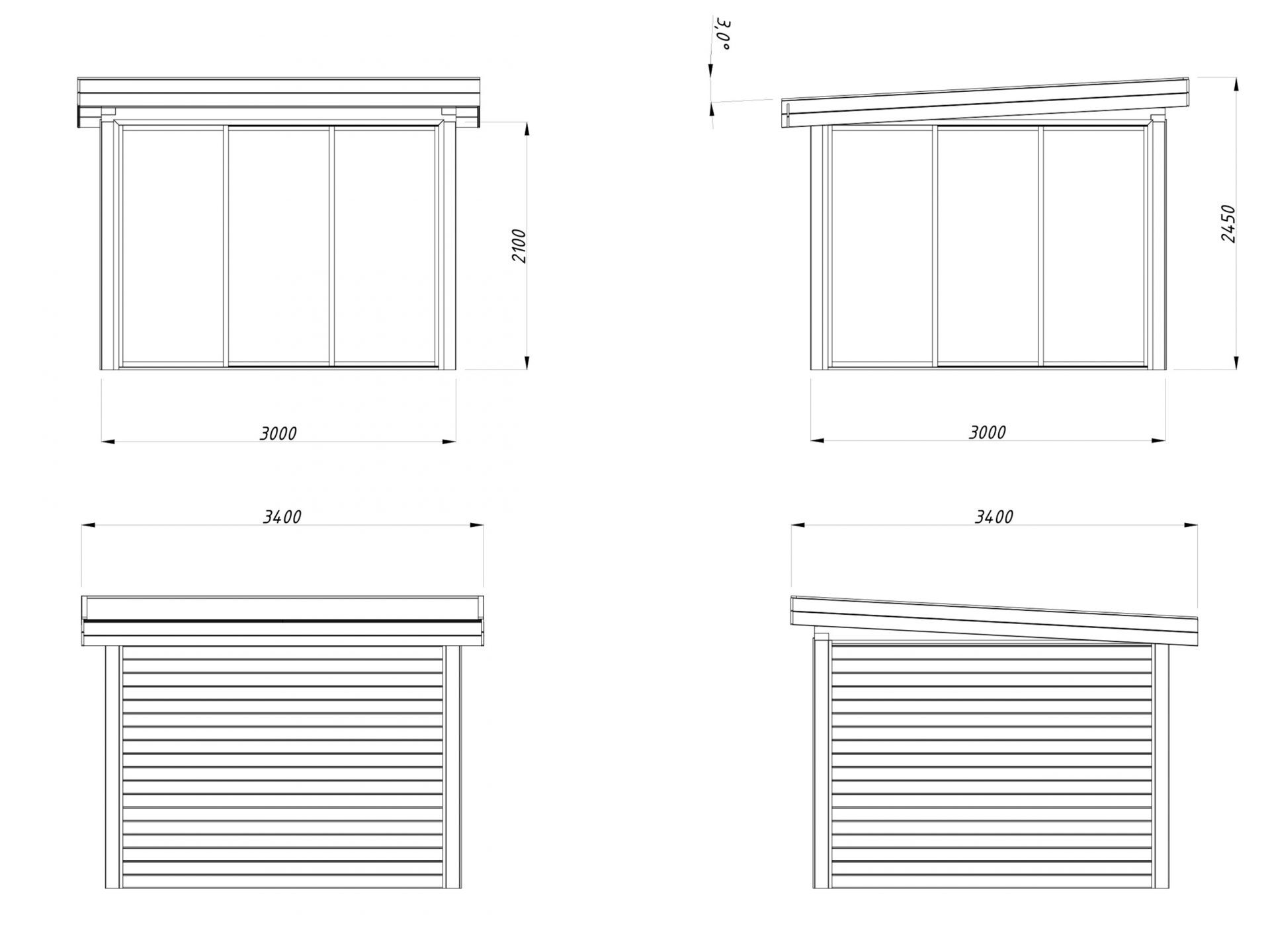 Palmako Pavillon Lenna 8,3 m² Set 701 Slide Plus