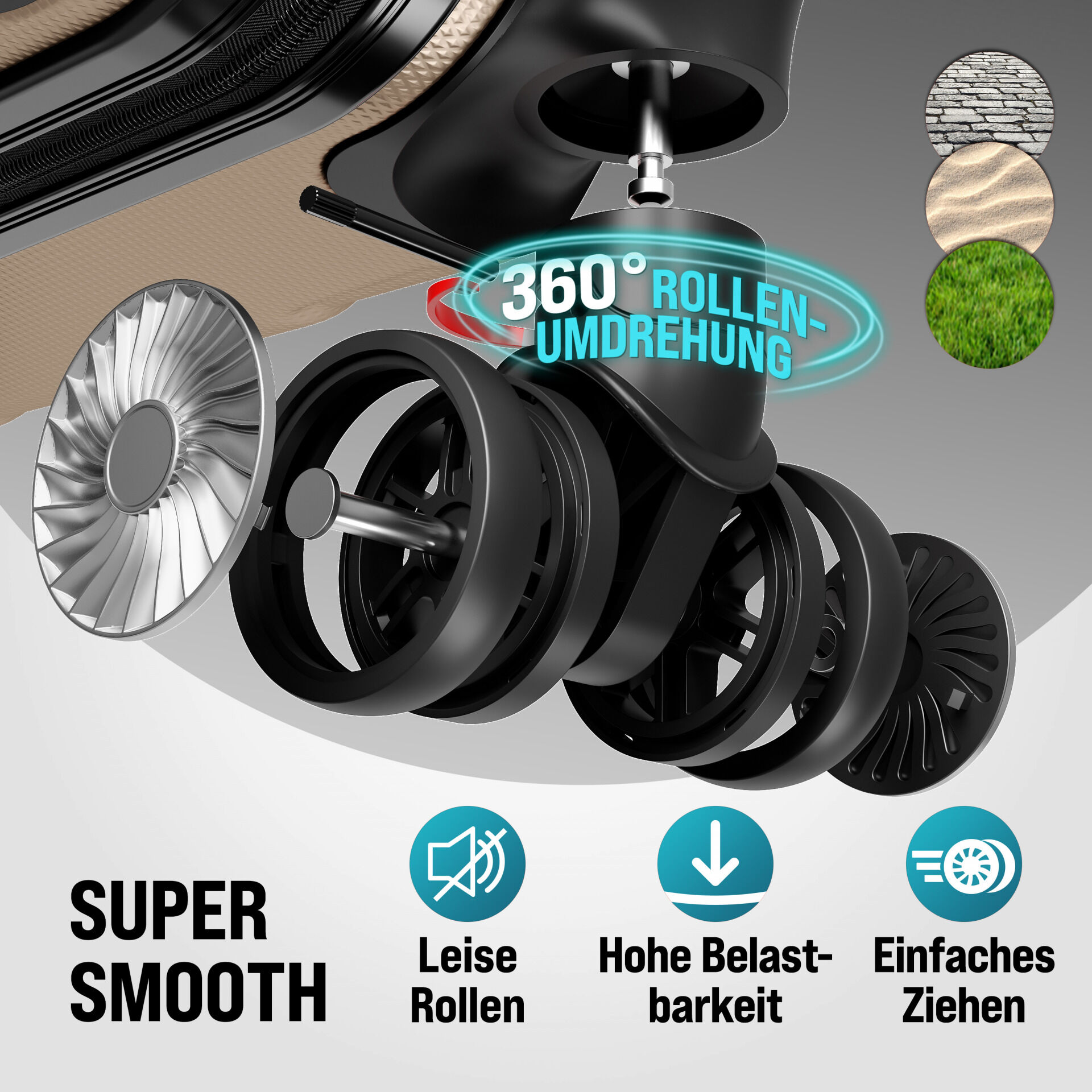 Hartschalenkoffer-Set Exopack 3-tlg Champagner ABS Zubehör