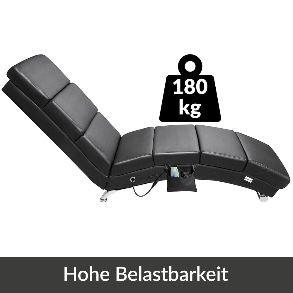 Relaxliege London Schwarz mit Massage- + Heizfunktion