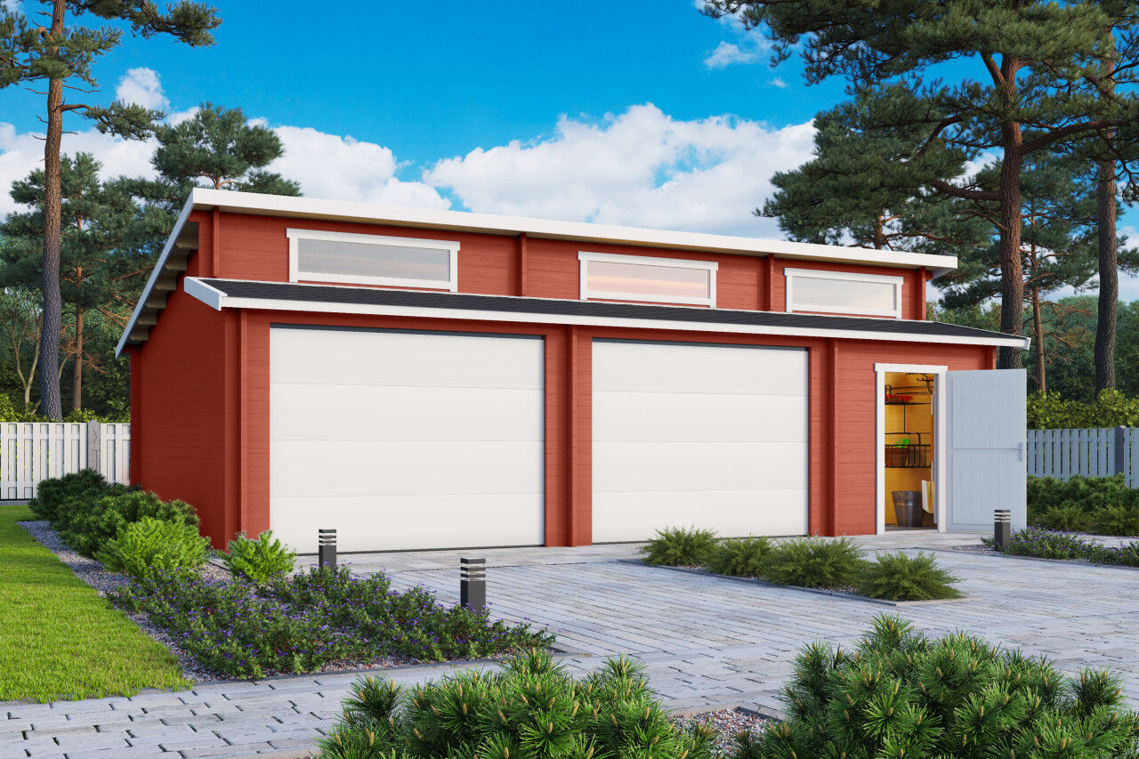 Lasita Maja Holzgarage Hawaii mit Sektionaltoren