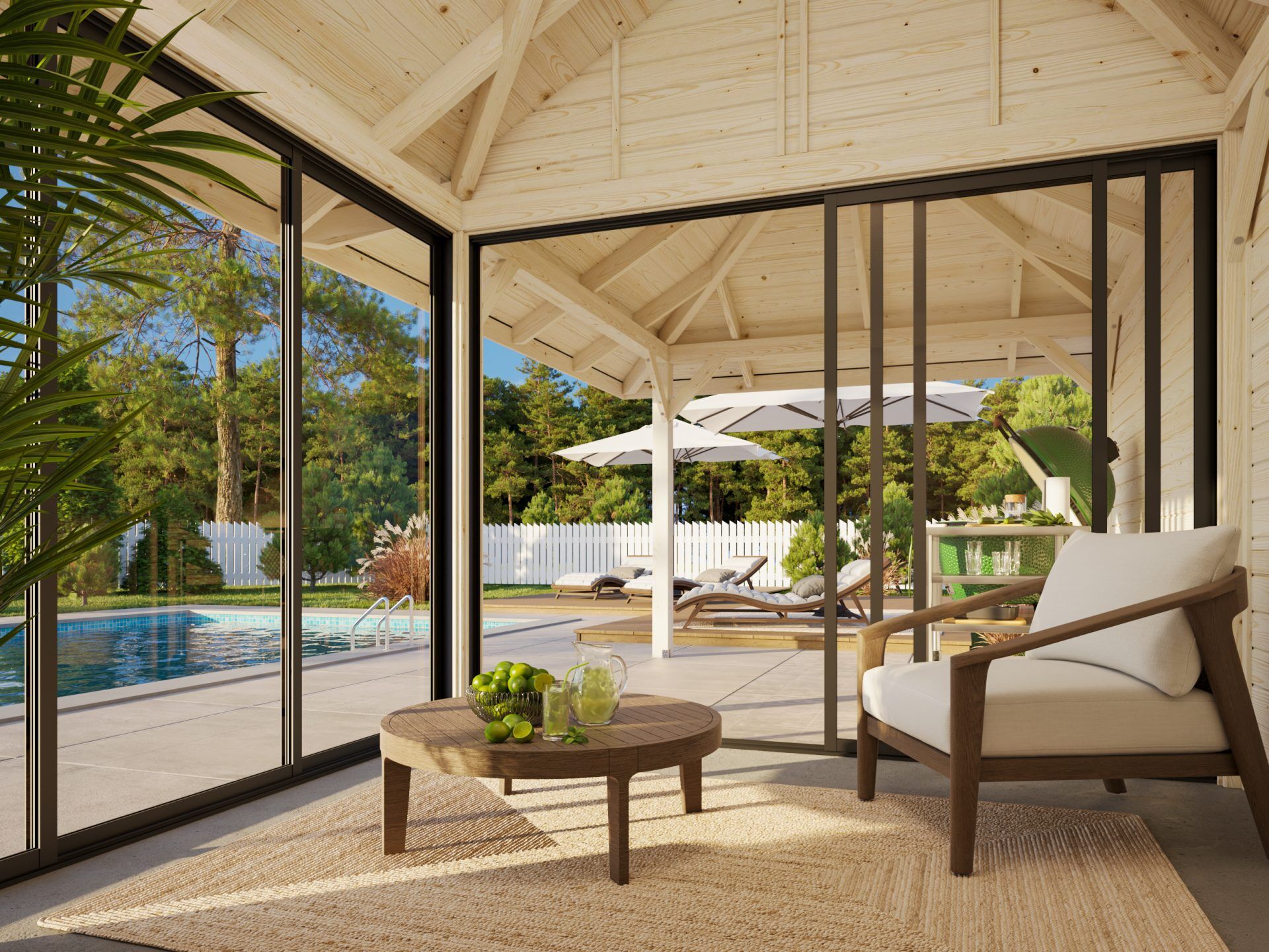 Palmako Pavillon Bianca 16,6 m² Set 505 Slide Plus
