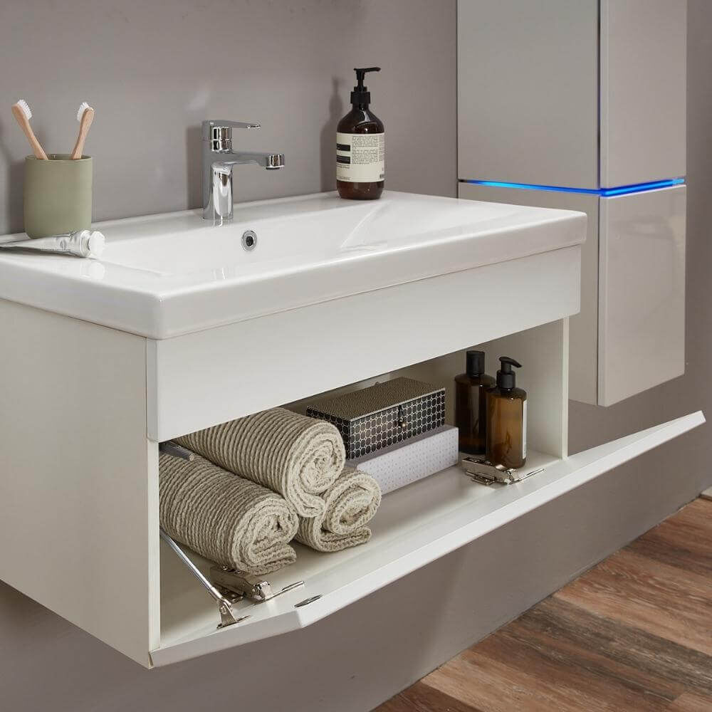 Badmöbel Komplettset WANGEROOGE BIG L - Weiß Made in Germany