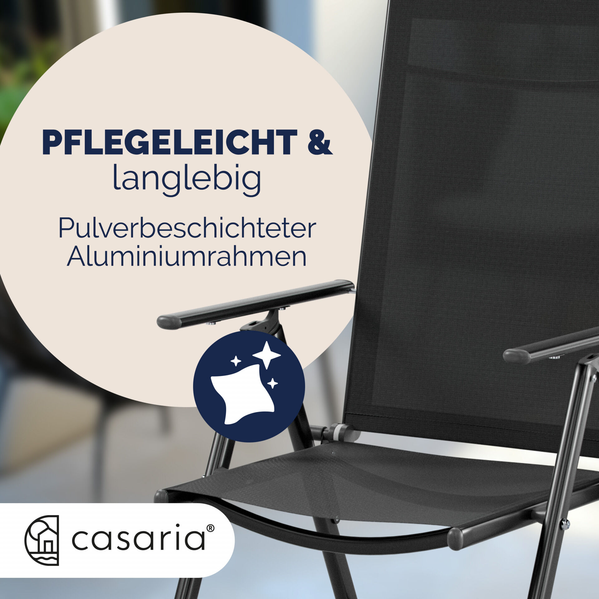 Gartenstuhl Hochlehner klappbar Bern 2er-Set Anthrazit Alu verstellbar