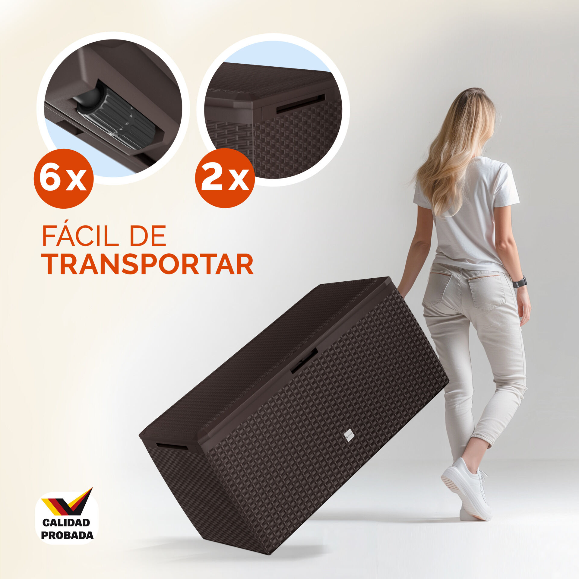 Gartenbox 290L Braun Rato Plus mit Rollen wetterfest