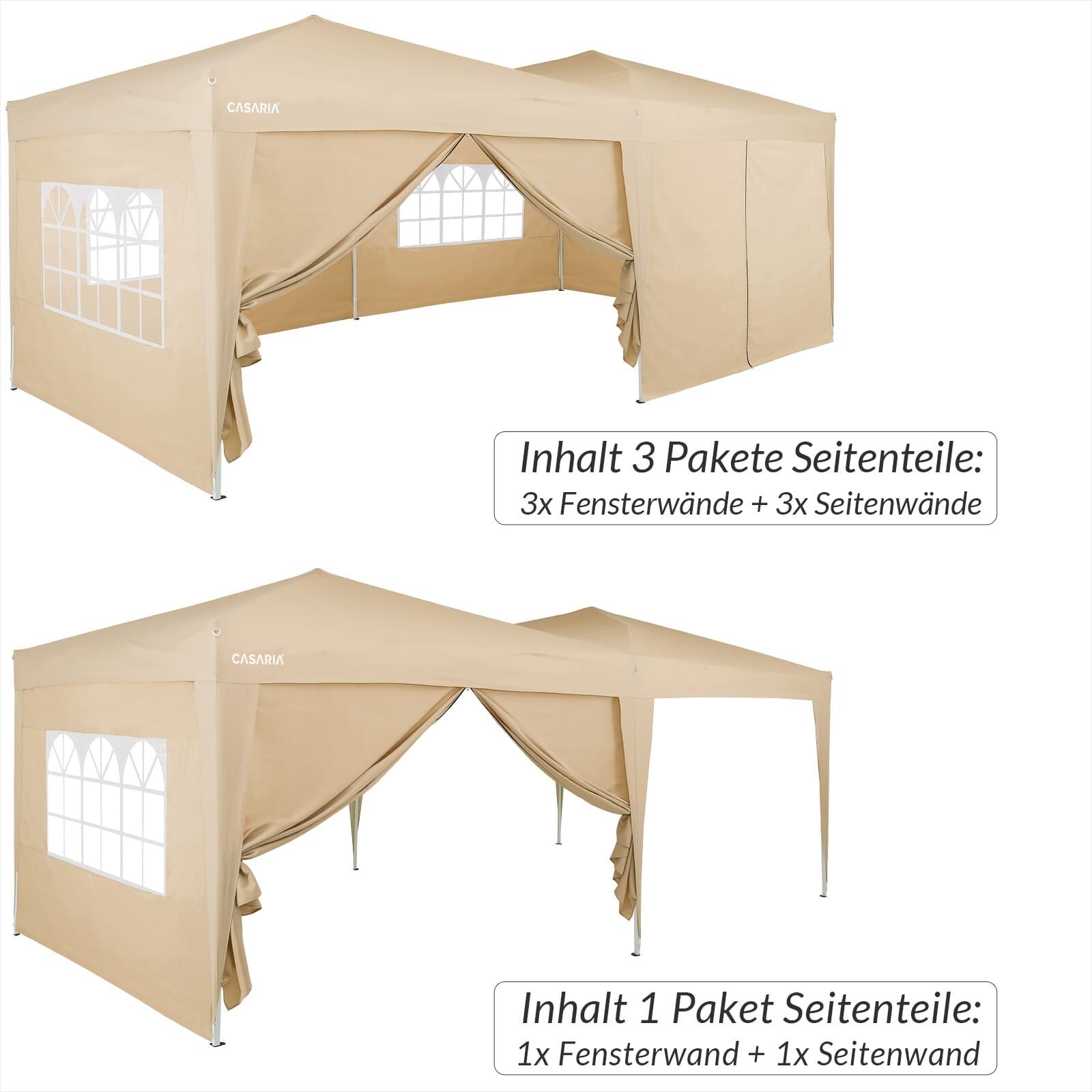 Seitenwände Faltpavillon 2er-Set Beige 3x2m