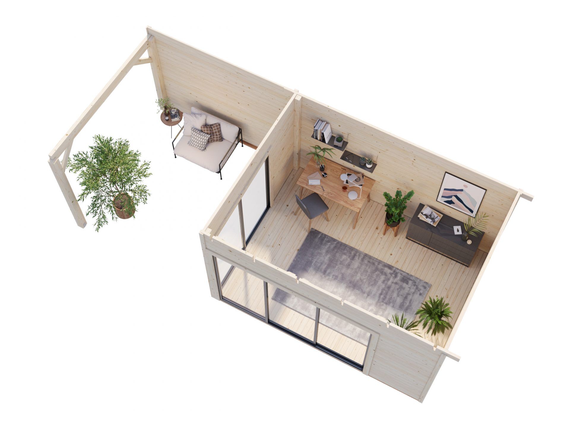 Palmako Pultdach Gartenhaus Andrea 11,2+7,9 m2 Slide Plus