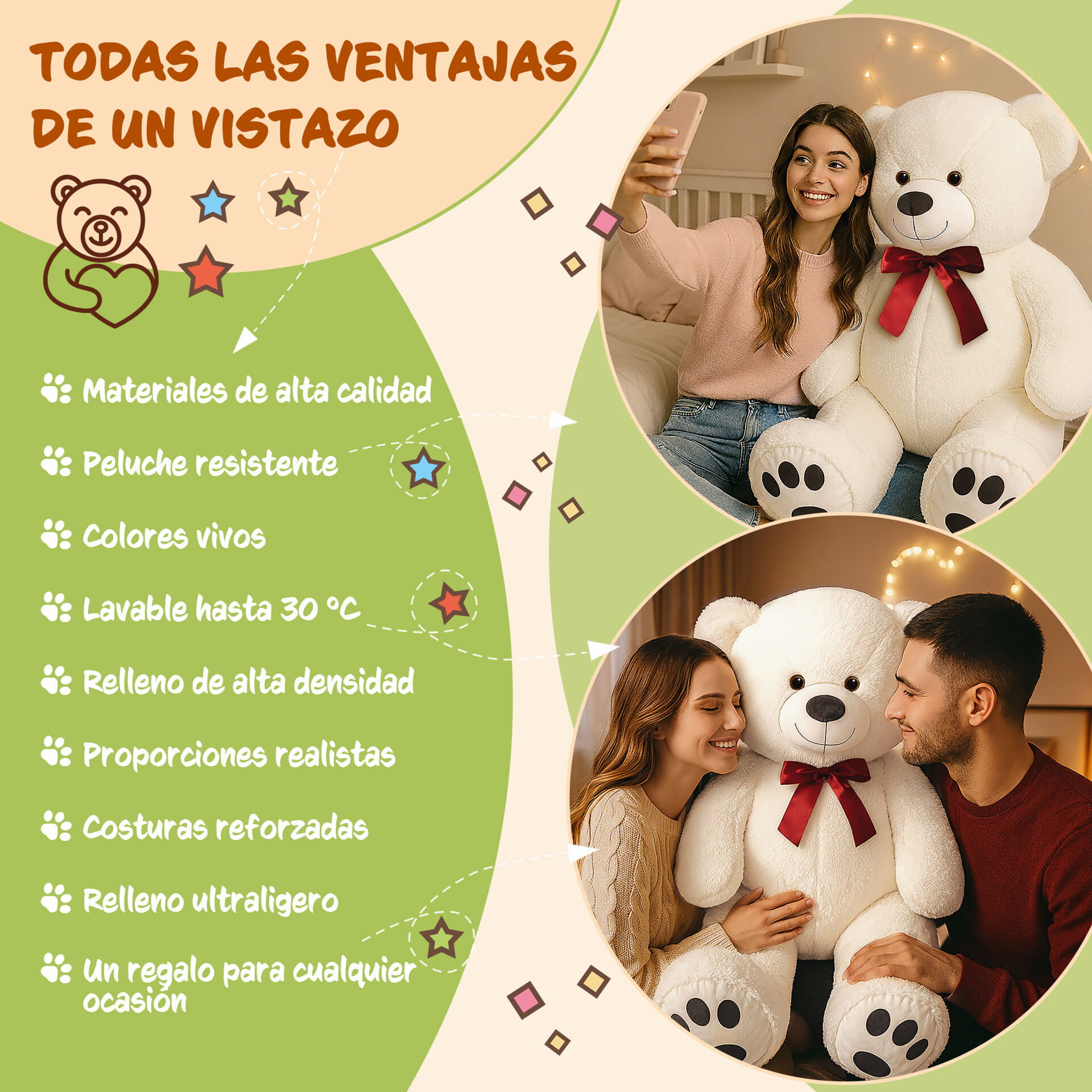Plüschtier Teddybär XL Weiß 100cm
