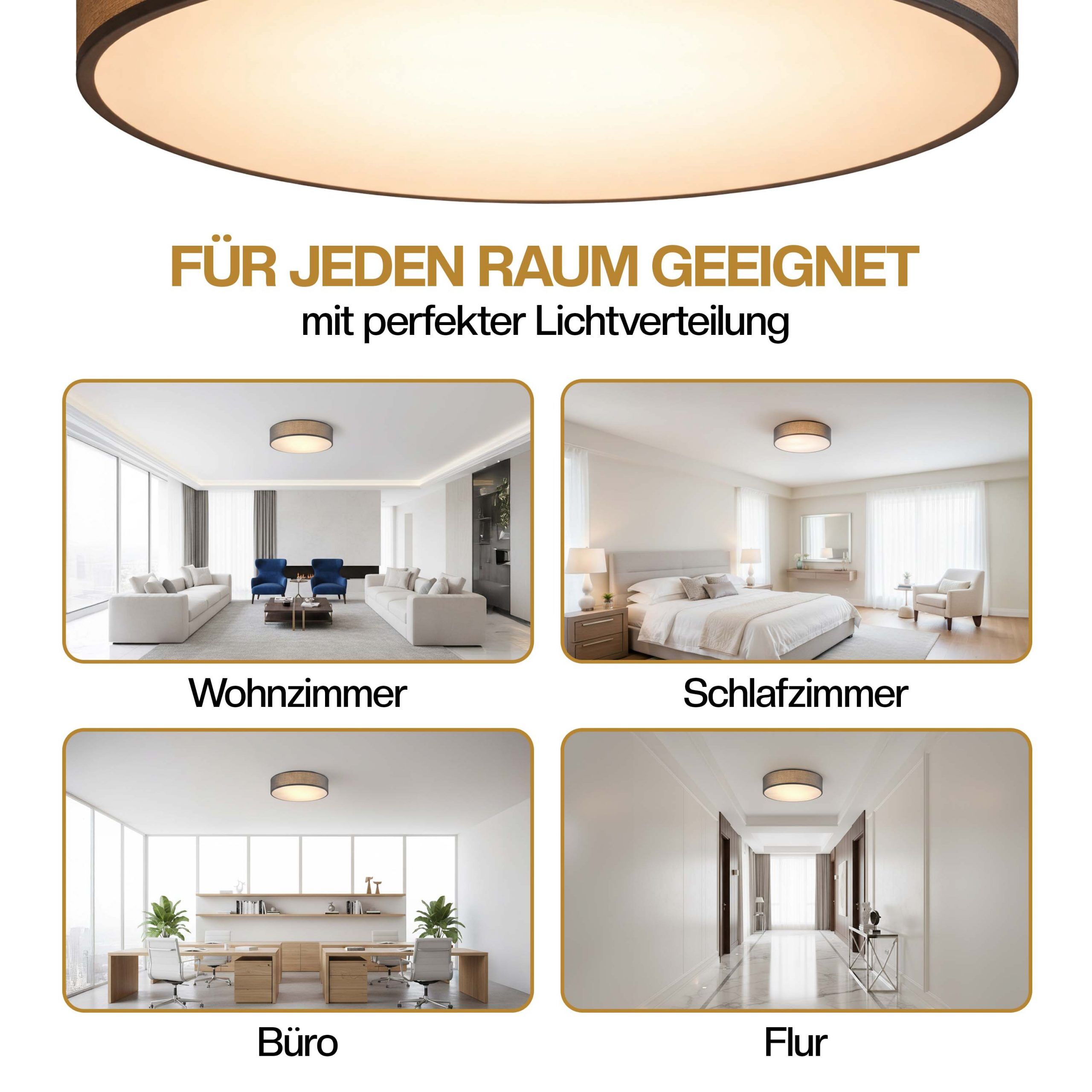 Deckenlampe Grau Stoff Ø38cm