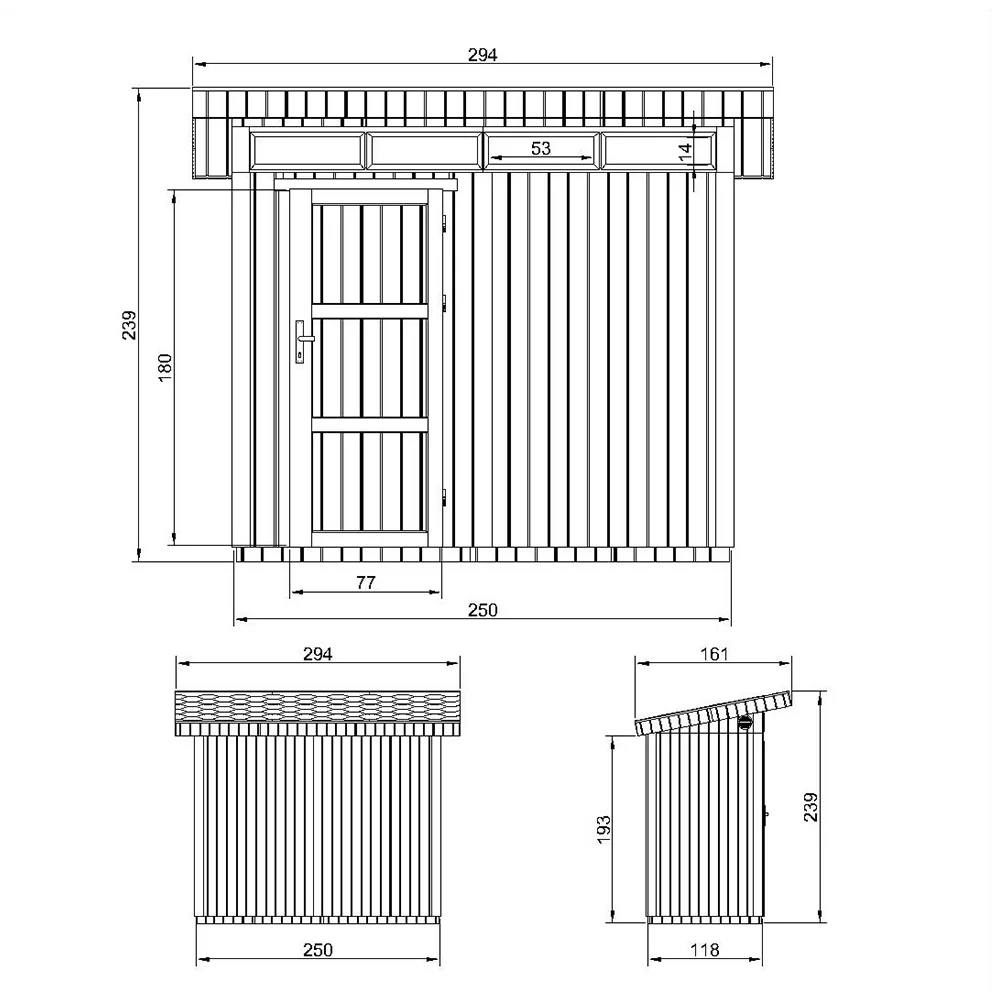 Pultdach Gartenhaus Norge mit LP® SmartSide® M901 – 250 x 118 cm – 3 m2