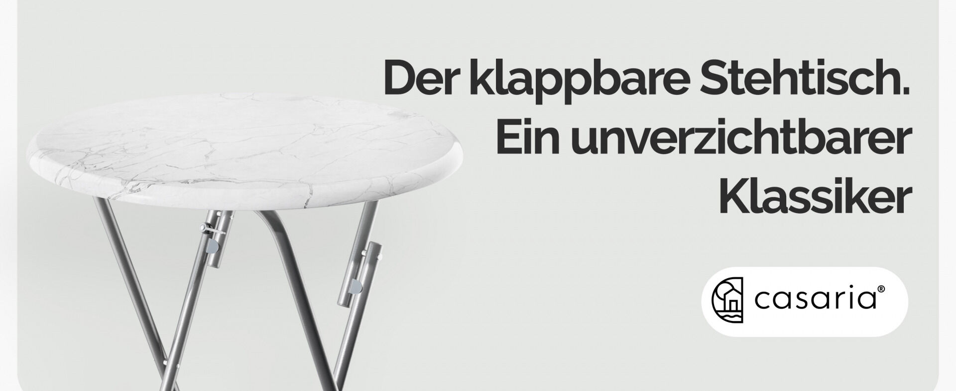 Stehtisch klappbar Ø60cm Marmoroptik Weiß 110cm Höhe