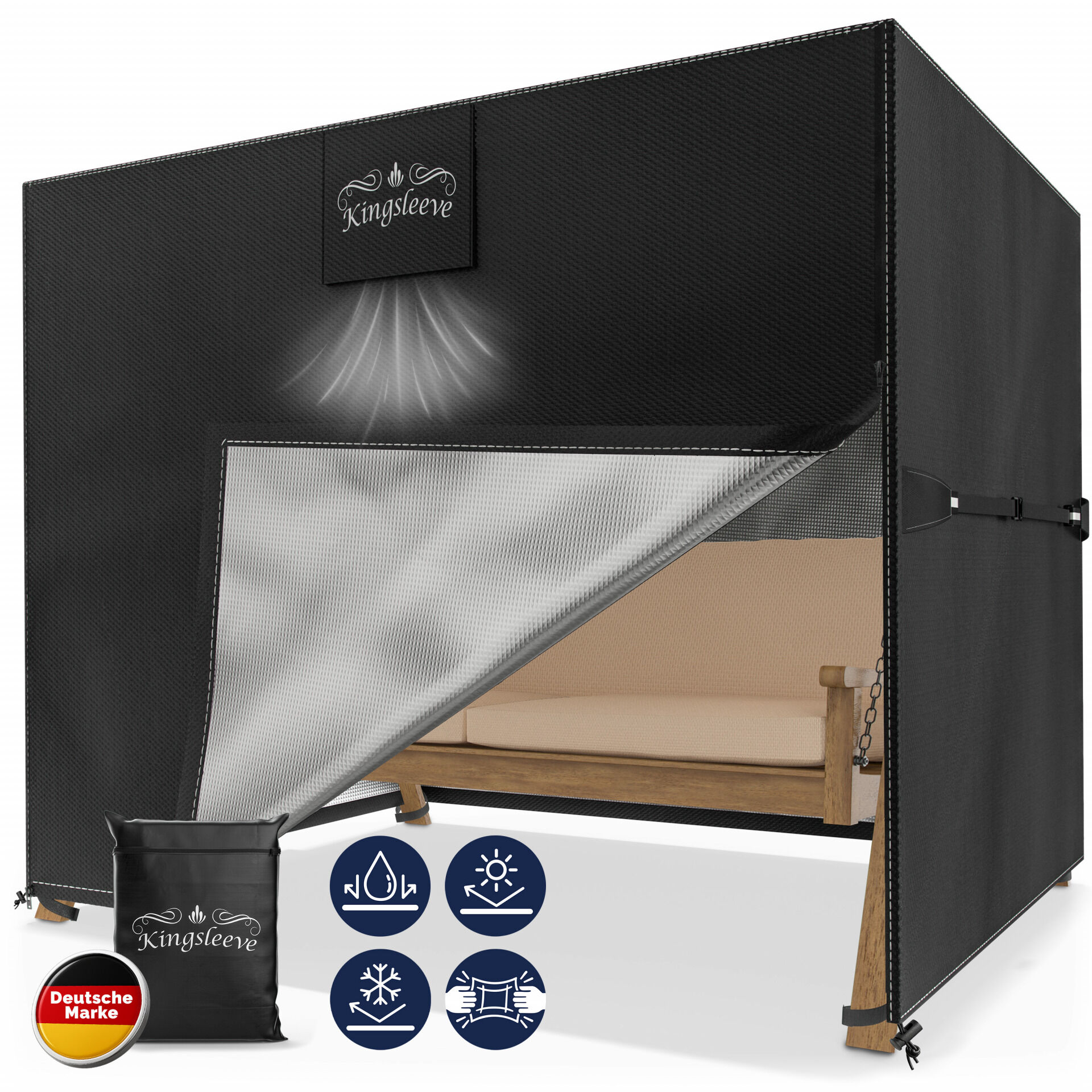Abdeckplane Hollywoodschaukel Anthrazit 210x150x150cm 9100mm Wassersäule