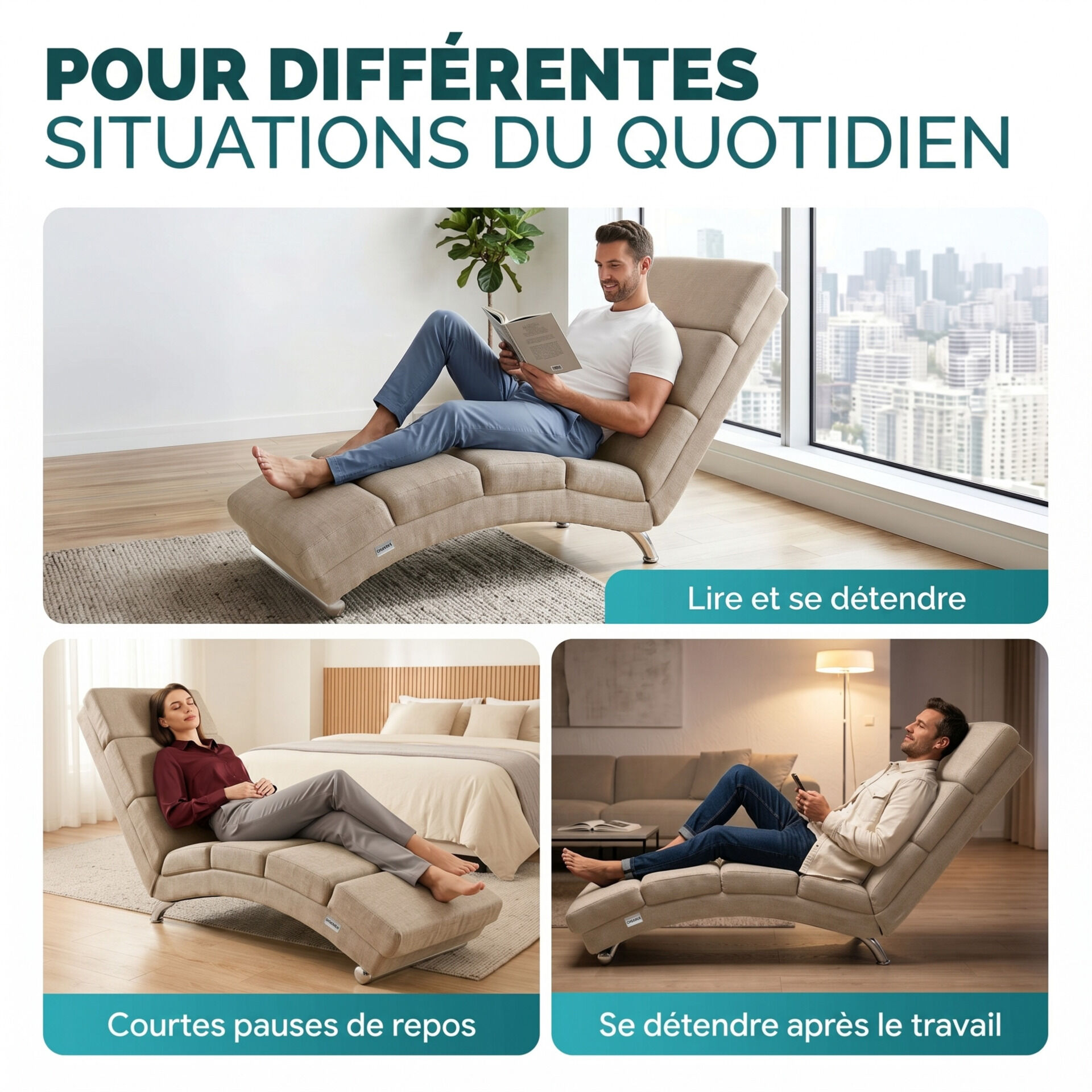 Relaxliege London Sand Webstoff