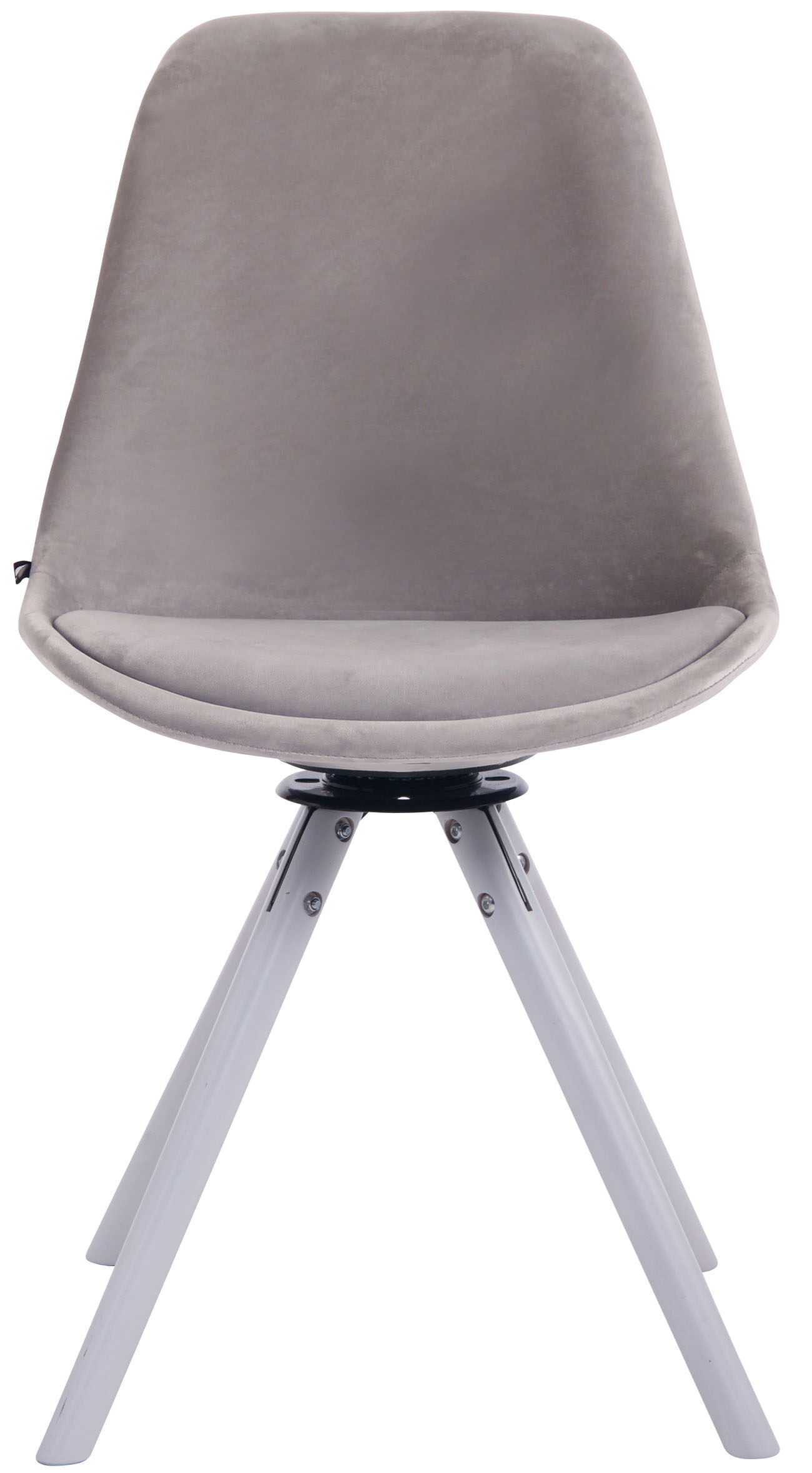 Esszimmerstuhl Troyes Samt Rund weiß, grau