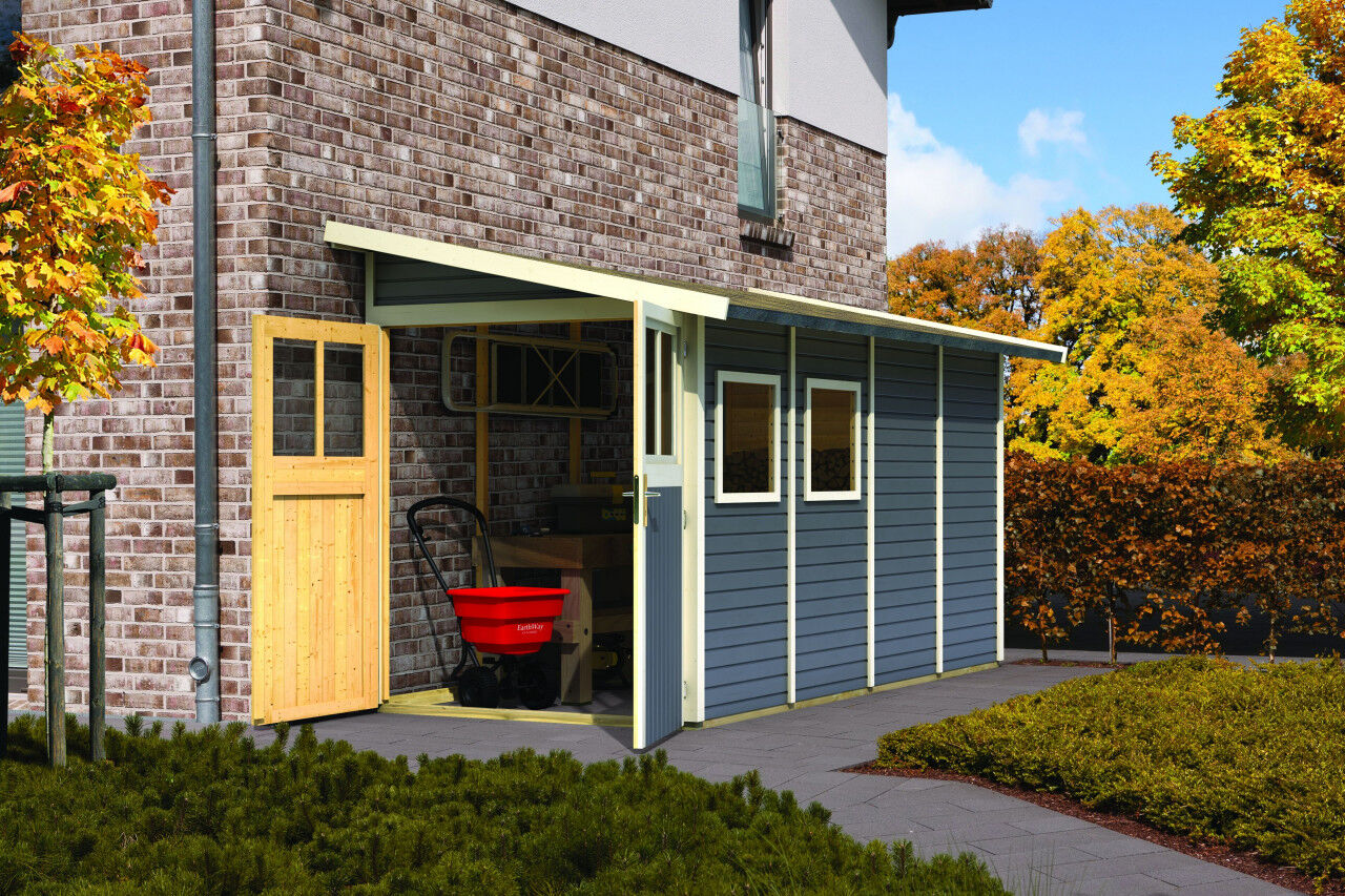 Karibu Pultdach Gartenhaus Wandlitz 4 terragrau