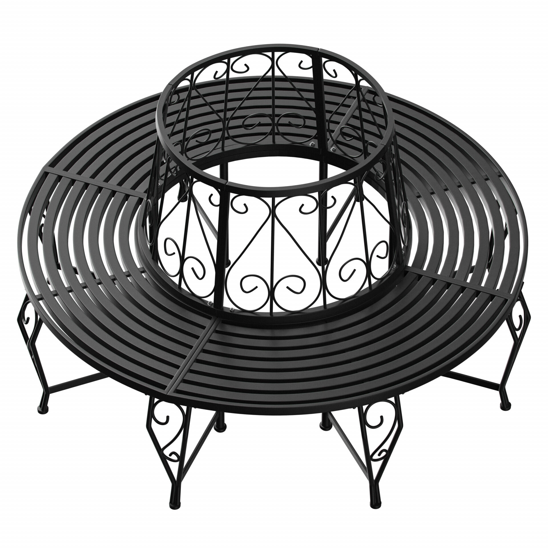 Baumbank Bree Schwarz Metall Ø160cm