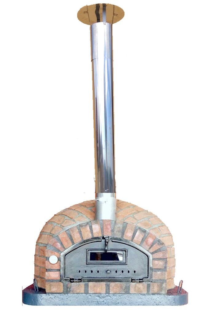 Pizzaofen Rustic Pizza AL 110 inkl. Kaminrohr und Regenhut aus Edelstahl, weiß
