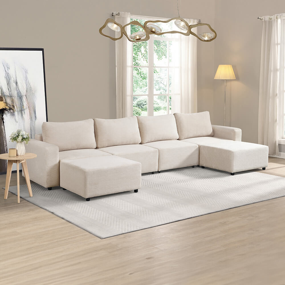 Modulares Schlafsofa Beige - 380 x 168 cm